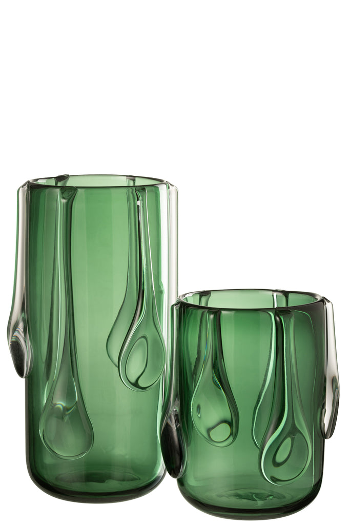 Vase goutte en verre vert L - J-LINE