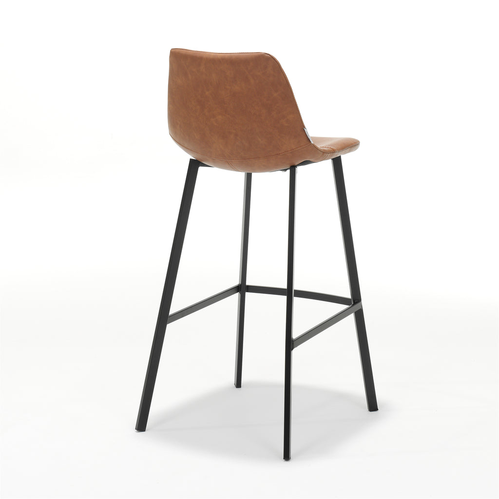 Barkruk Bari Zwart Stof Vintage Cognac - RVD