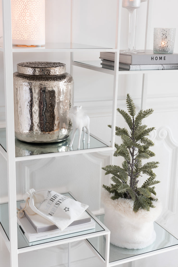 Dennentak in pot glitter plastic groen S - J-LINE