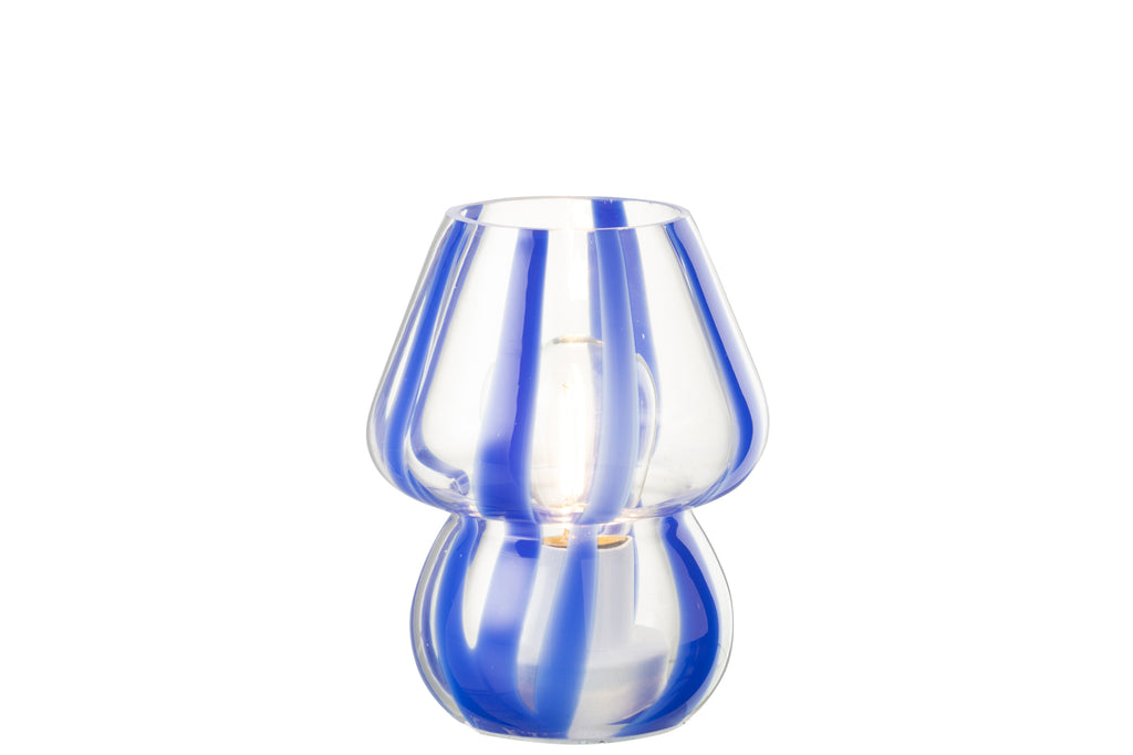 Lampe de table Rayures Verre Transparent/Bleu S - J-LINE