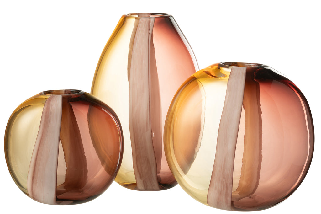 Vase Arun en verre marron/jaune L - J-LINE