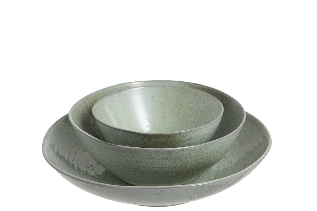 Assiette creuse Dot Ceramic Mint - J-LINE