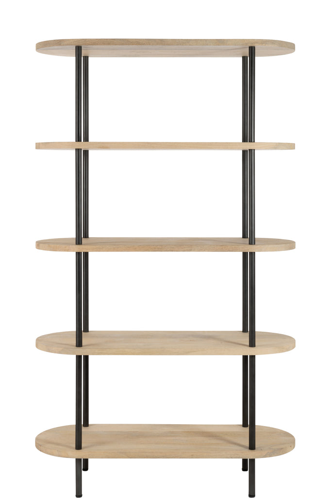 Boekenrek Eli 5 planken Mangohout/IJzer - J-LINE