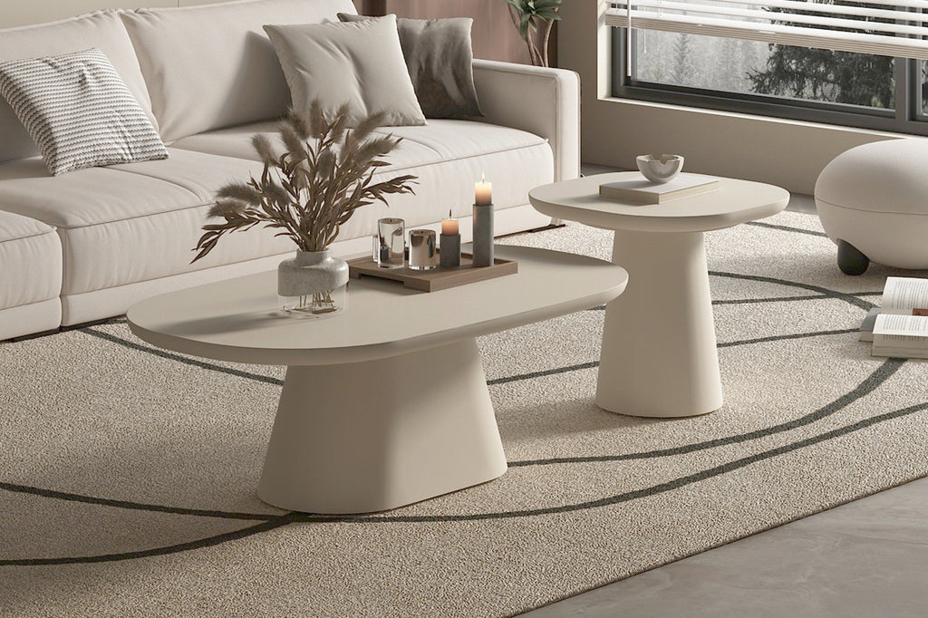 Salontafel 'Tavira' 55 cm Ovaal Cement Beige - RS