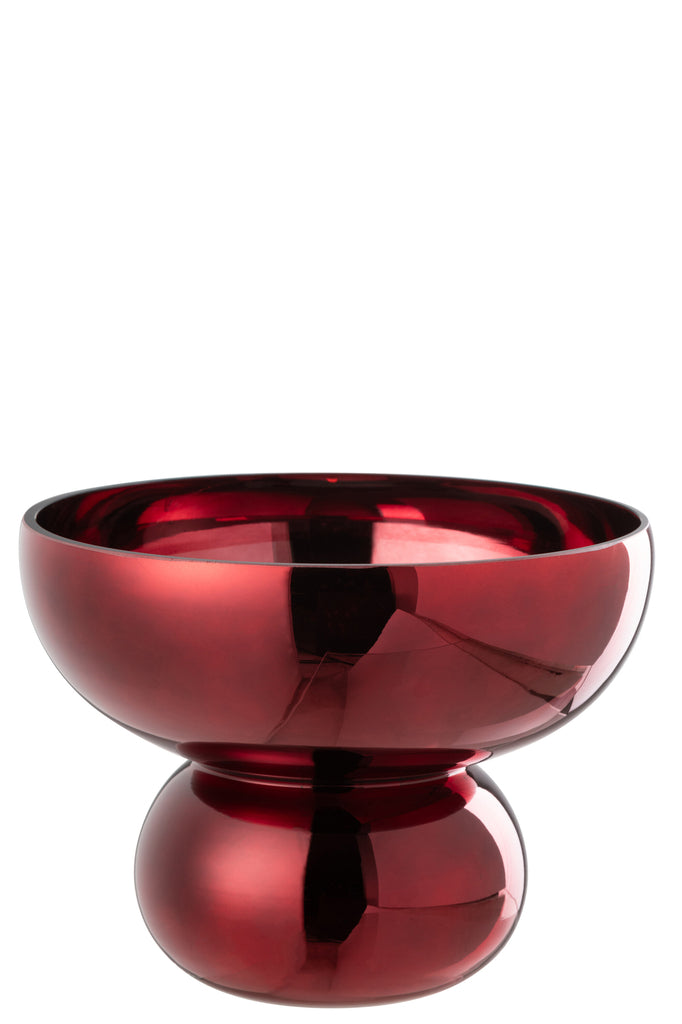 Vaas voet glas donkerrood - J-LINE