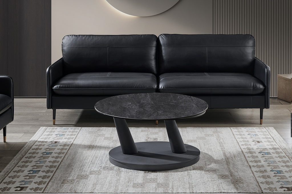 Salontafel 'Sapporo' Rond Draaibaar Steen Donkergrijs - RS