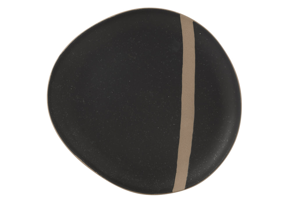 Assiette Céramique Noir/Taupe grand - J-LINE