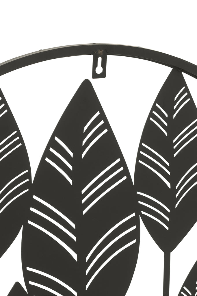 Wanddecoratie Bladeren Metaal Zwart - J-LINE