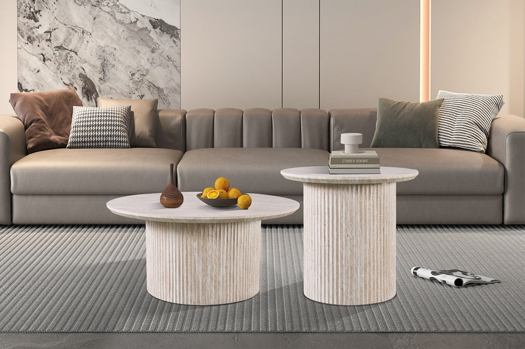 Salontafel 'Lagos' 50 cm Rond Decor Travertin Beige - RS