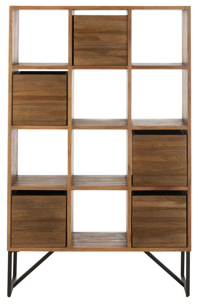 Boekenrek gerecycled teakhout - J-LINE