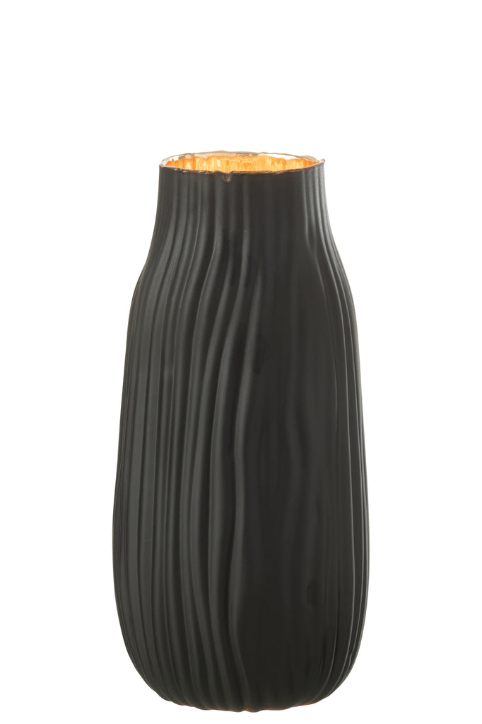 Vaas Inkepingen Glas Zwart/Goud M - J-LINE