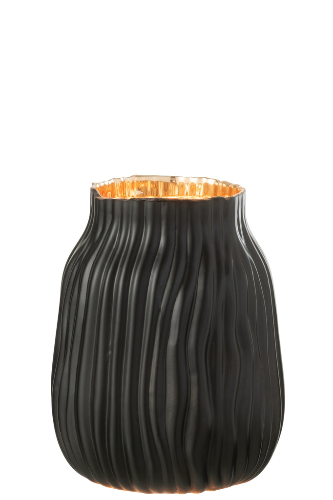 Vaas Inkepingen Glas Zwart/Goud S - J-LINE