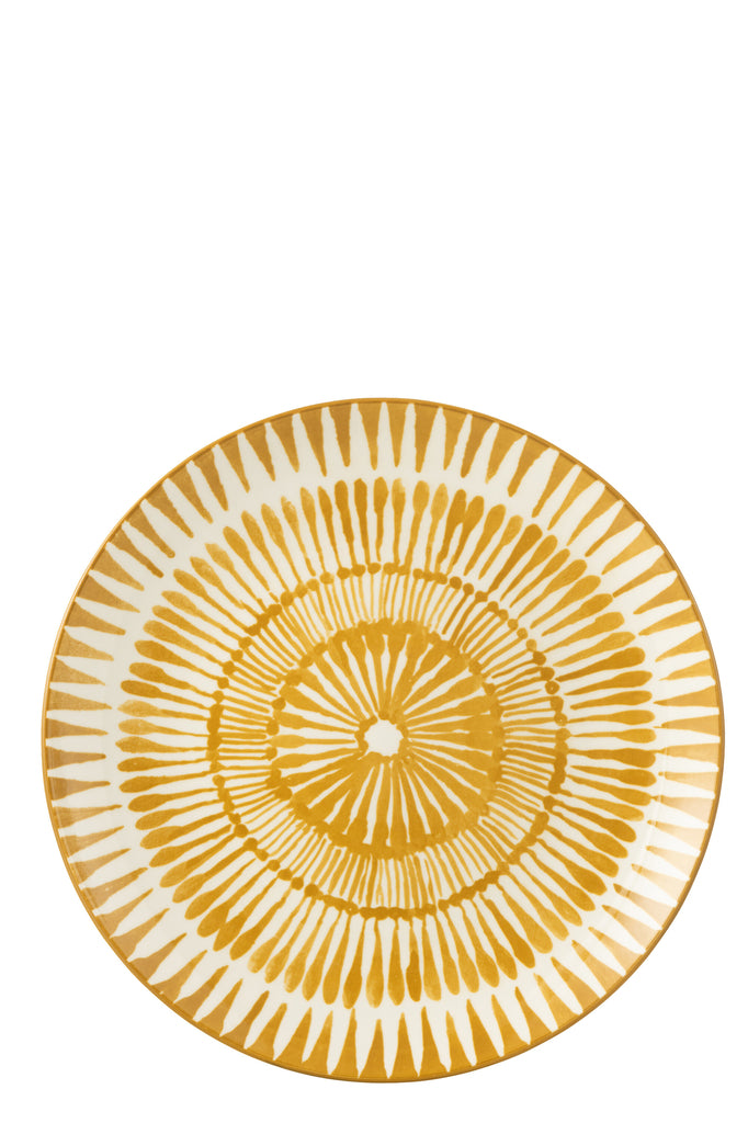 Assiette à confiture en porcelaine blanche/ocre - J-LINE