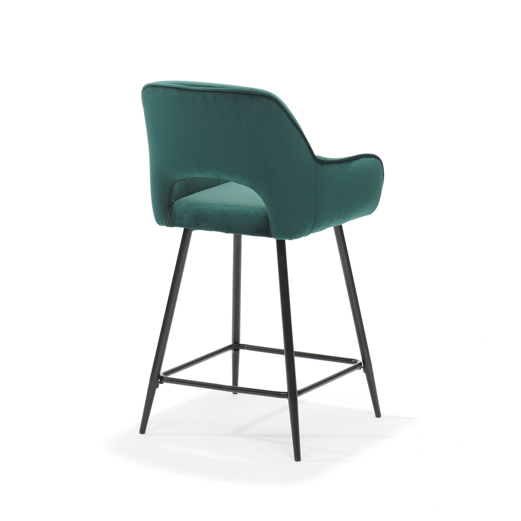 barkruk Katy  zwart - Stof Velours Groen - RVD