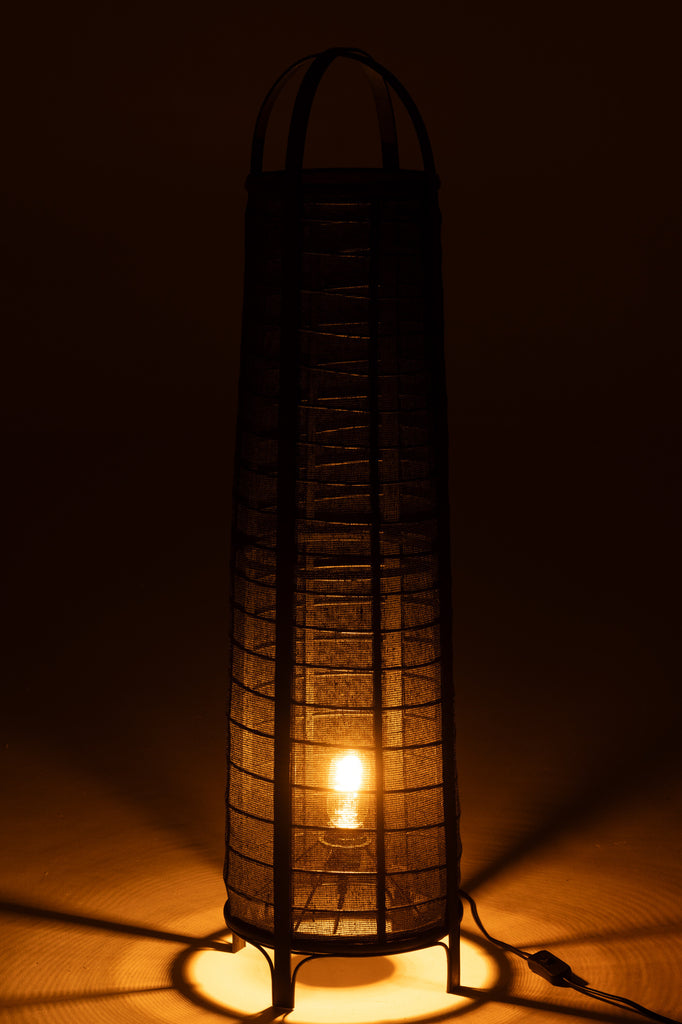 Lampadaire Don en coton et bambou noir - J-LINE