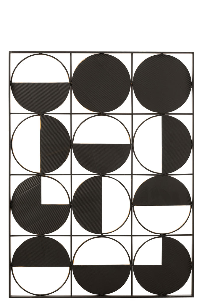 Wanddecoratie Rondes IJzer/Glas Goud/Zwart - J-LINE
