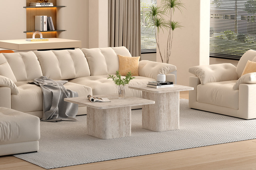 salontafels 'Bobby' travertijn beige S/2- RS