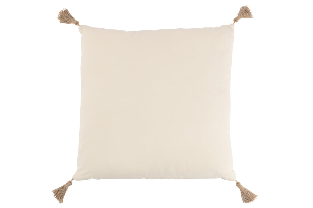 Kussen Geweven Vierkant Polyester Beige - J-LINE