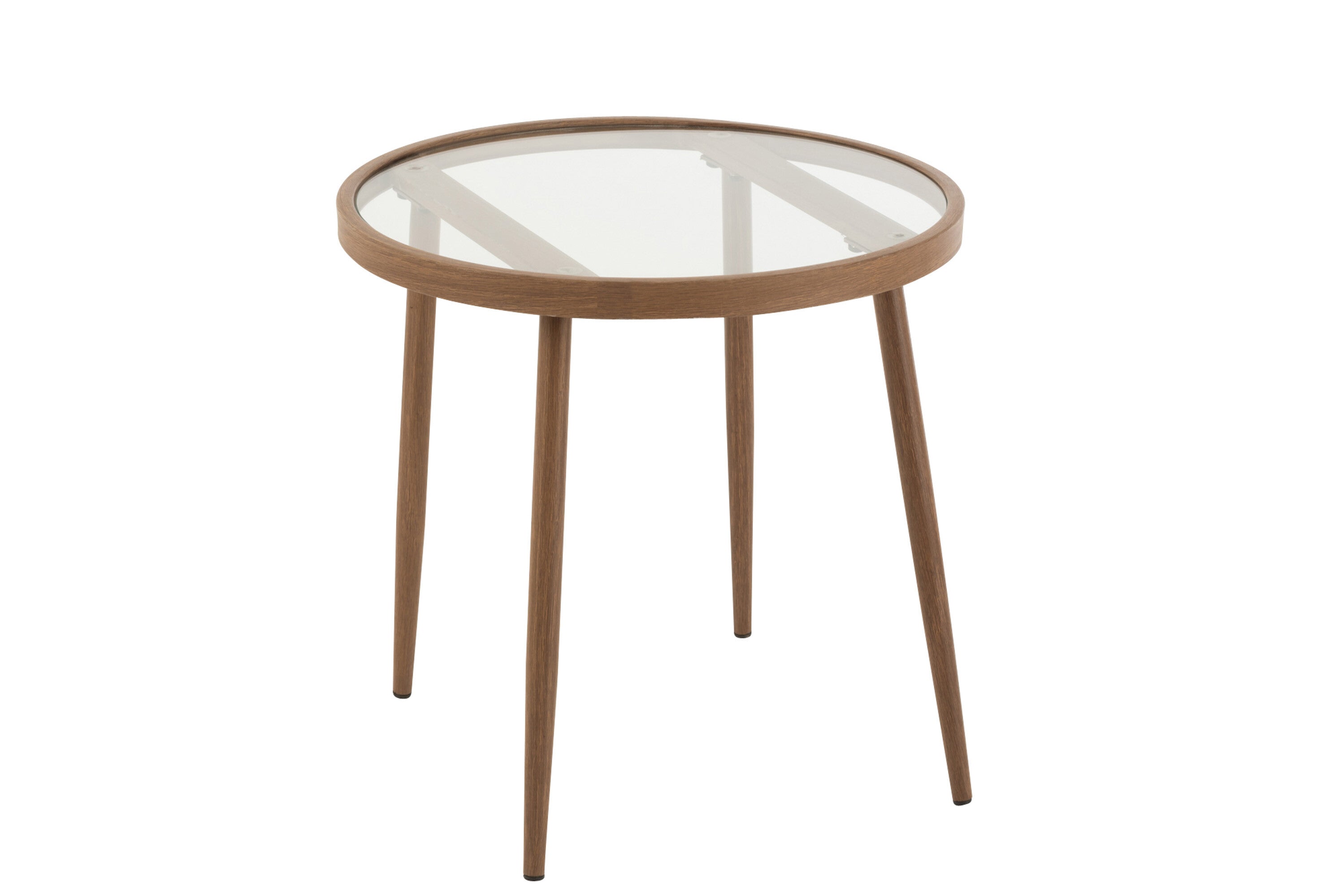 Bijzettafel rond metaal/glas donkerbruin- J-LINE