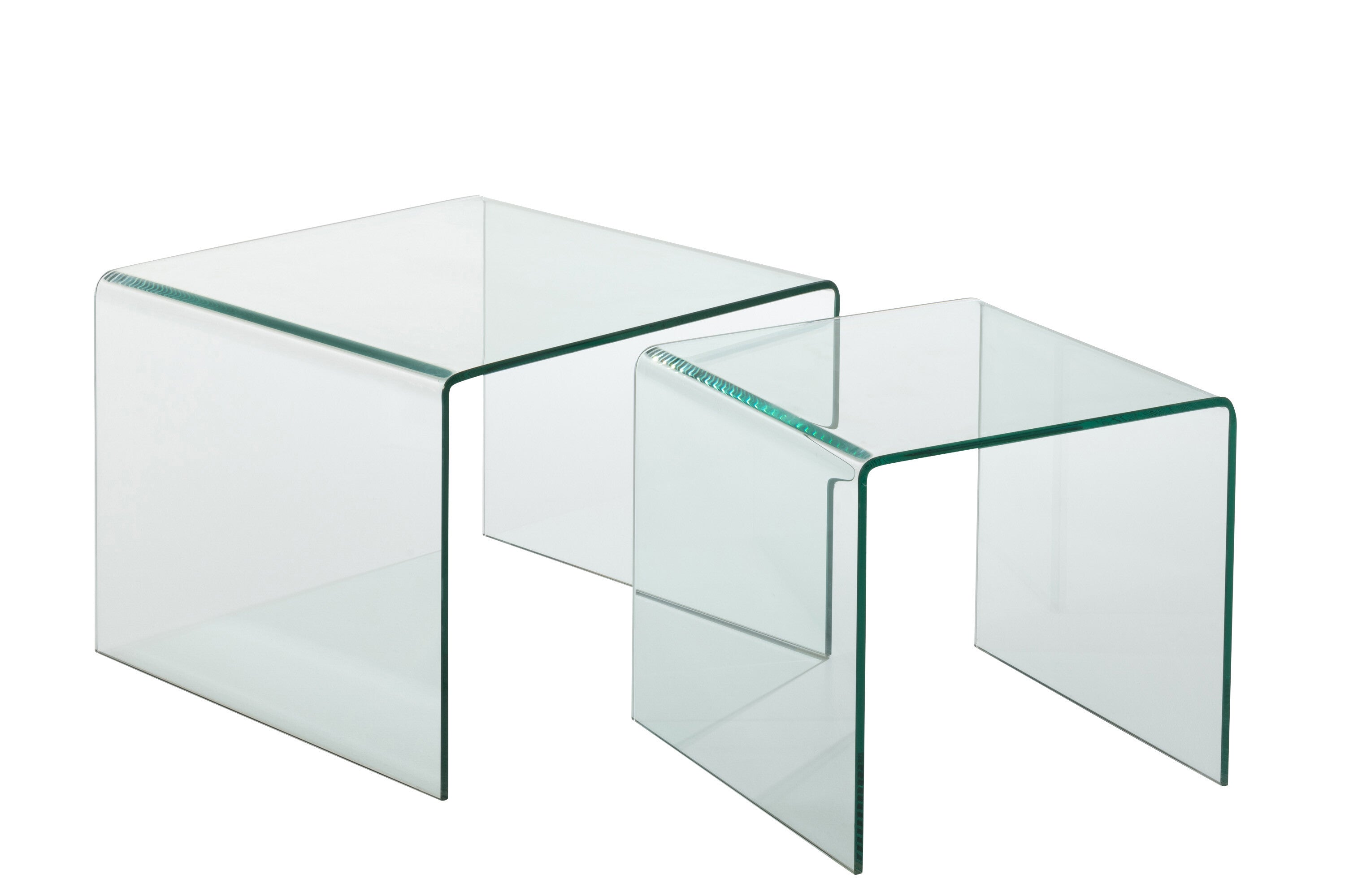 bijzettafels S/2 glas transparant - J-LINE