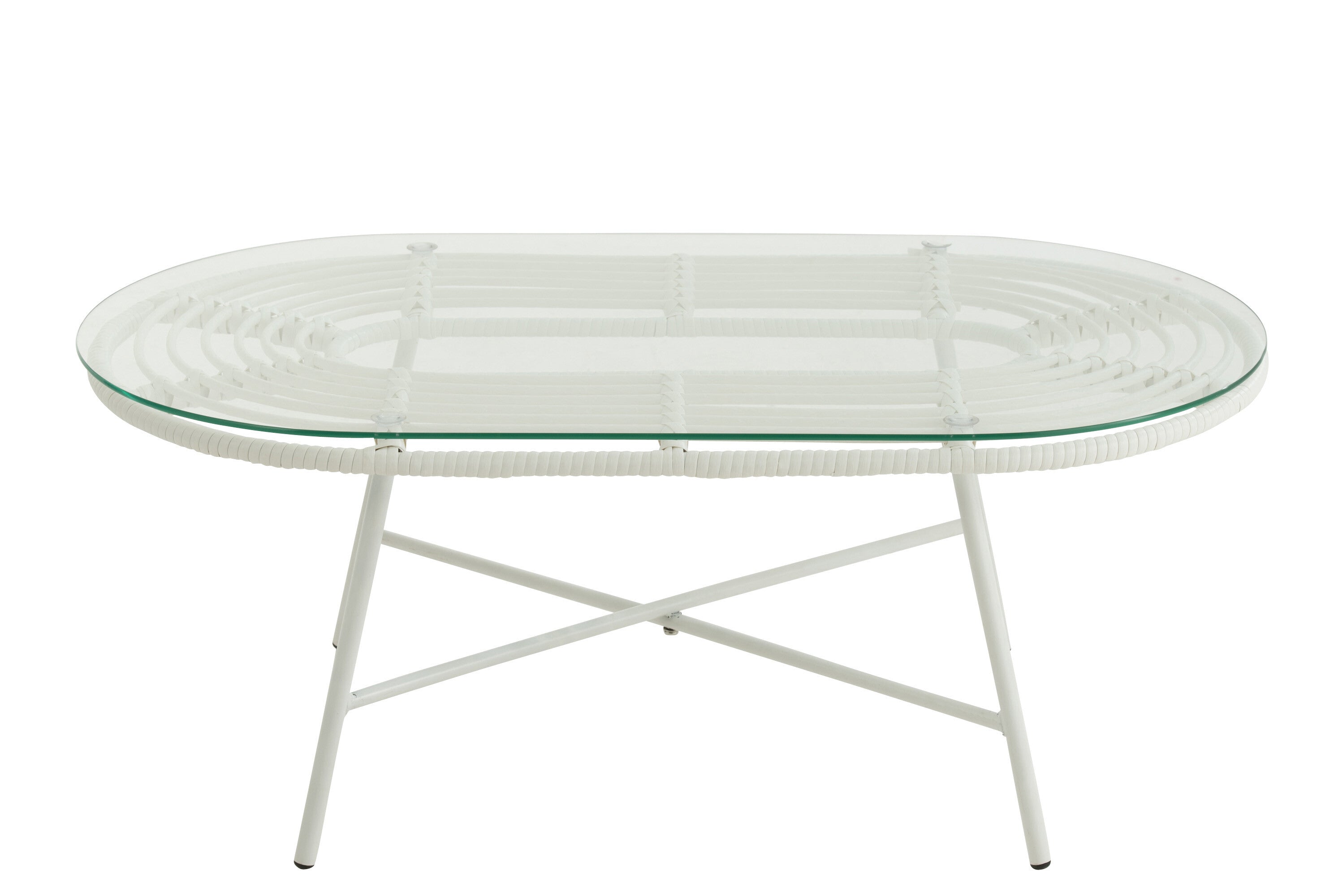 Salontafel Ovaal Metaal/Glas Wit - J-LINE
