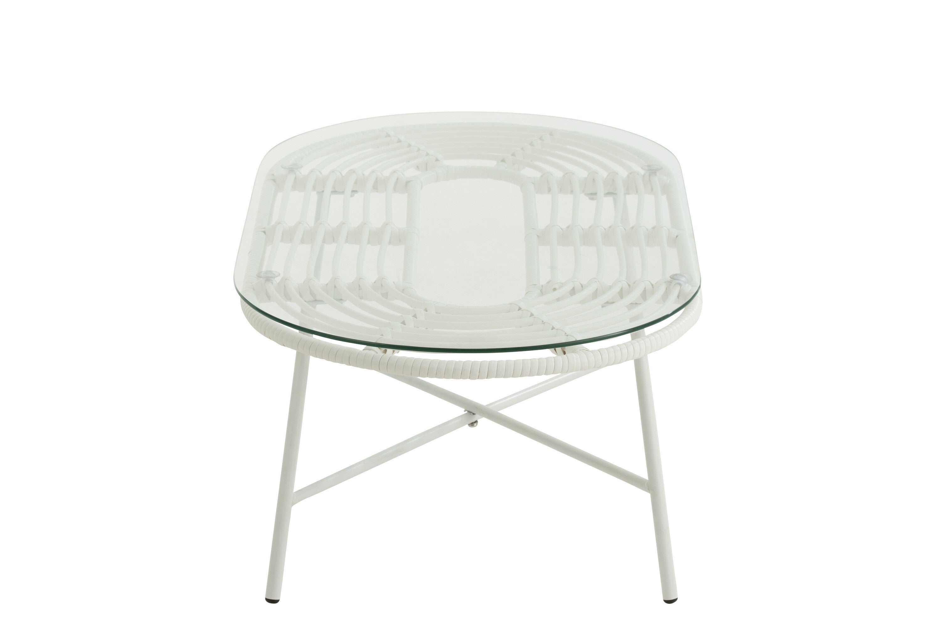Salontafel Ovaal Metaal/Glas Wit - J-LINE