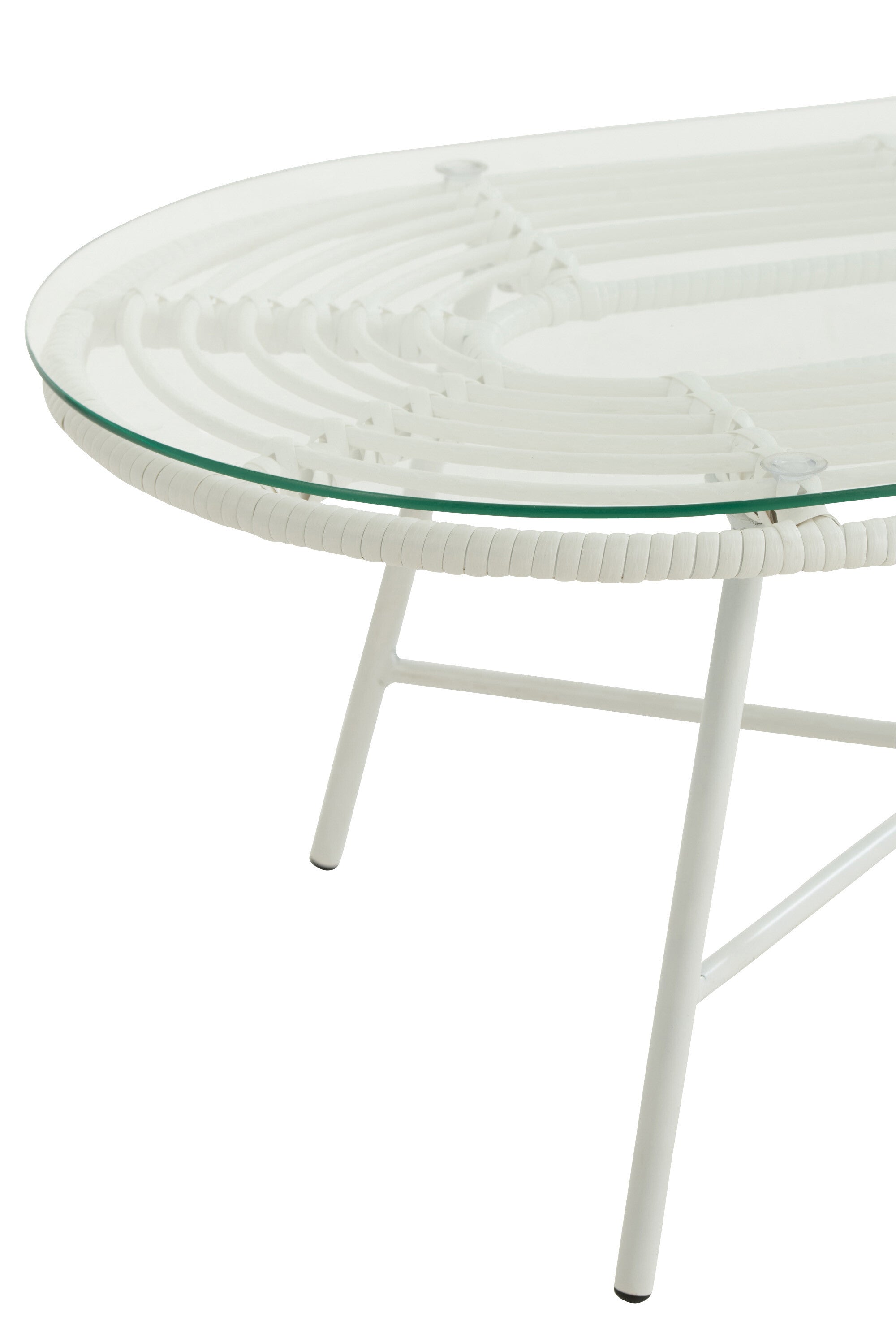Salontafel Ovaal Metaal/Glas Wit - J-LINE