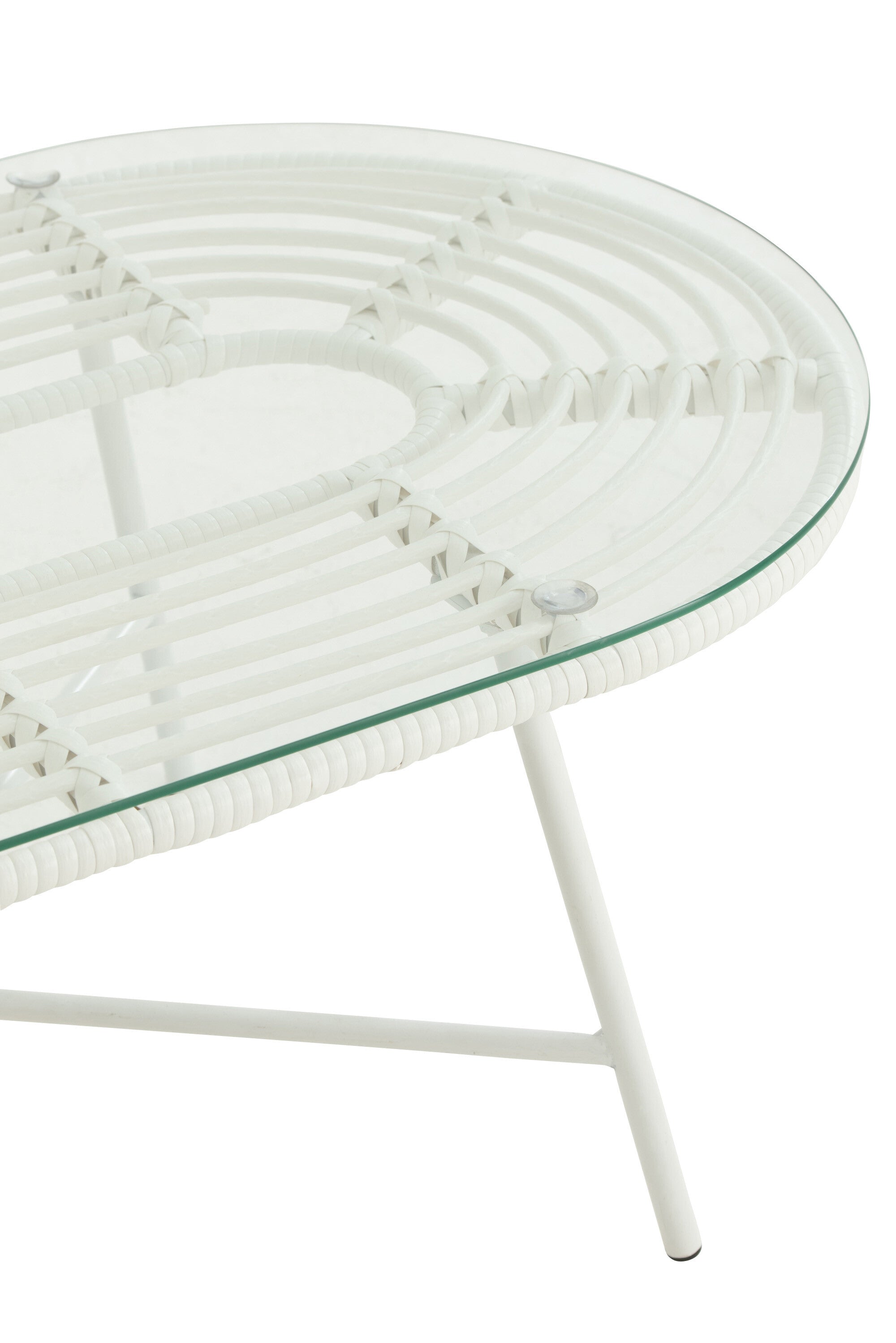 Salontafel Ovaal Metaal/Glas Wit - J-LINE