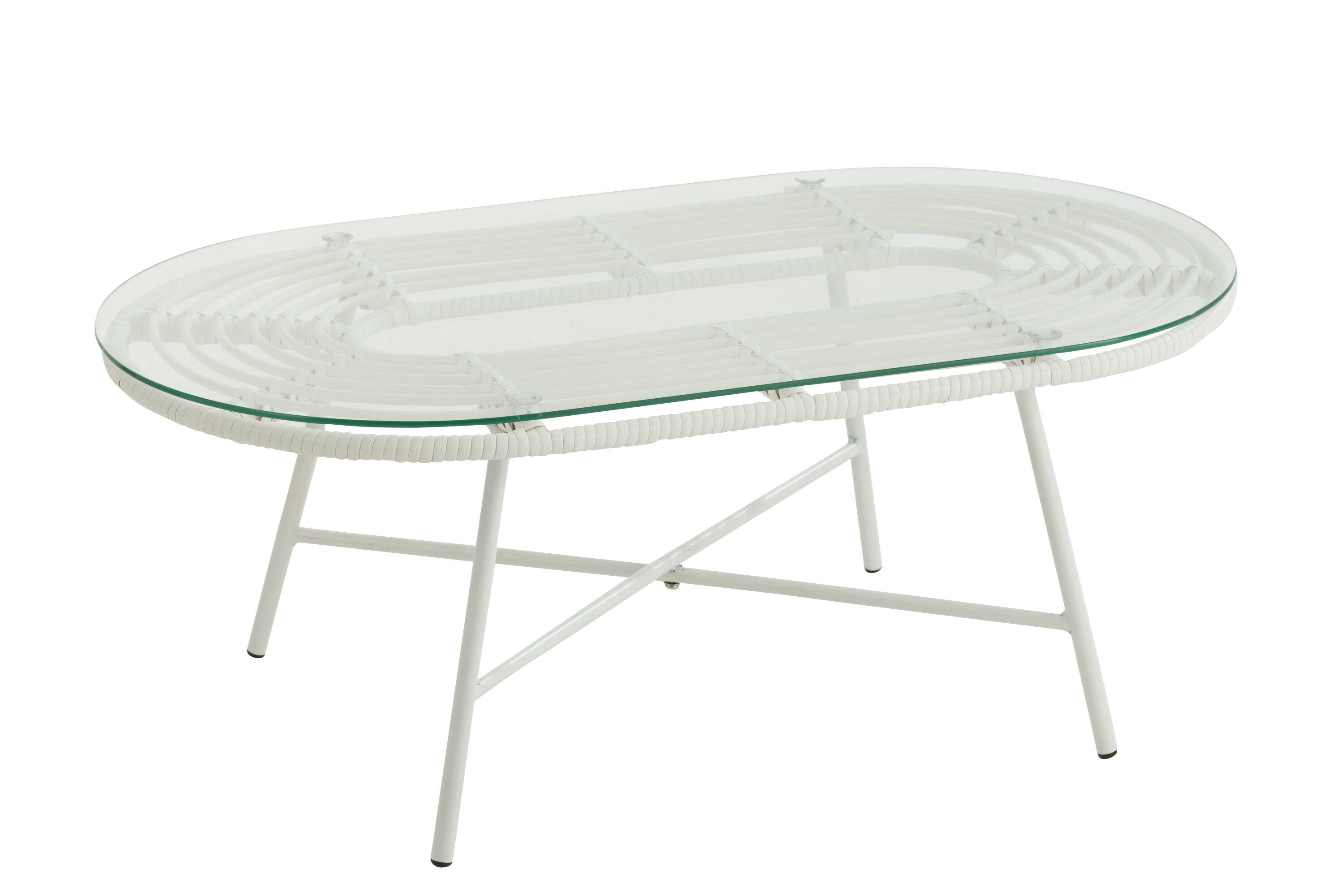 Salontafel Ovaal Metaal/Glas Wit - J-LINE