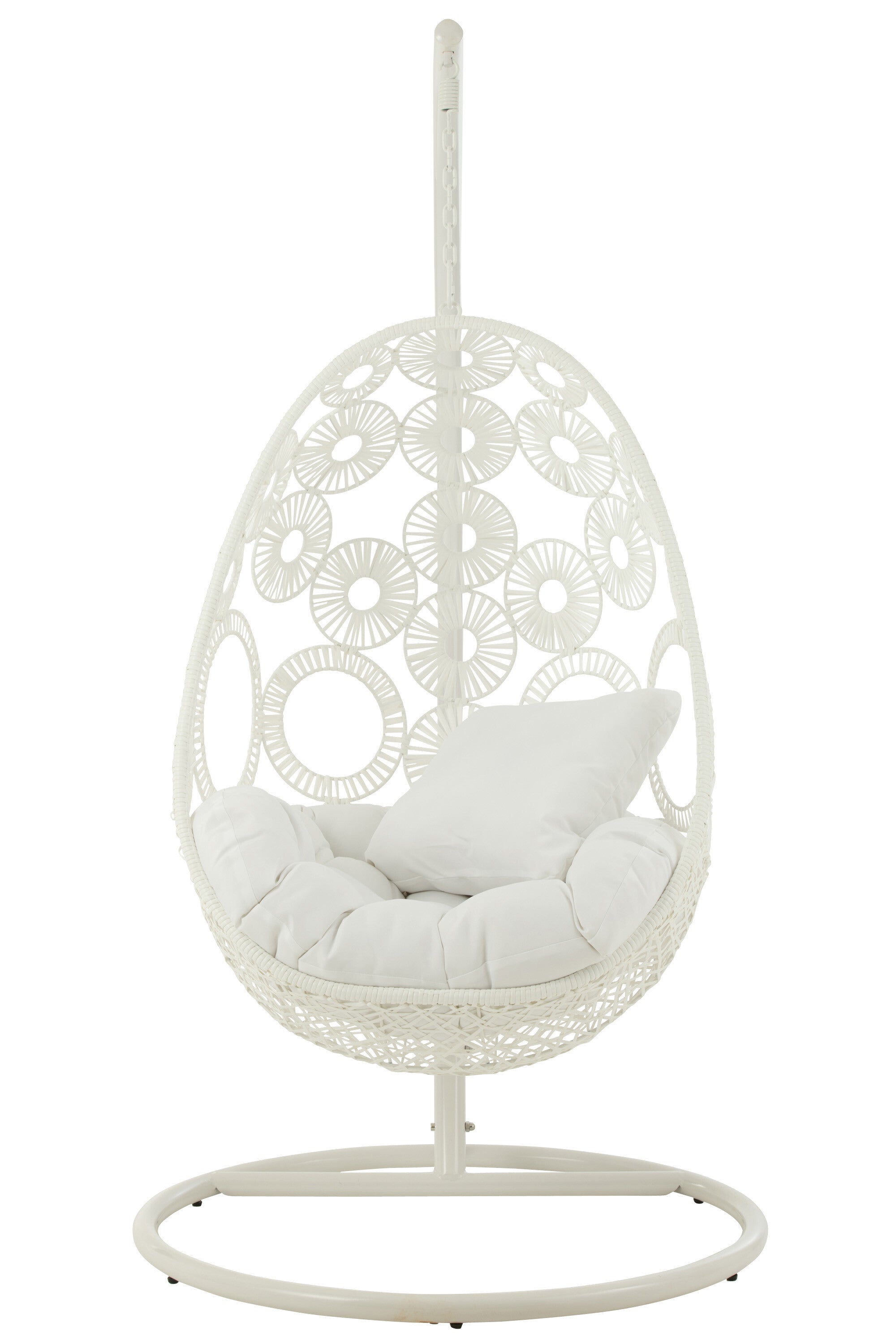 Hangstoel + Kussens Bula Metaal/Riet Wit - J-LINE