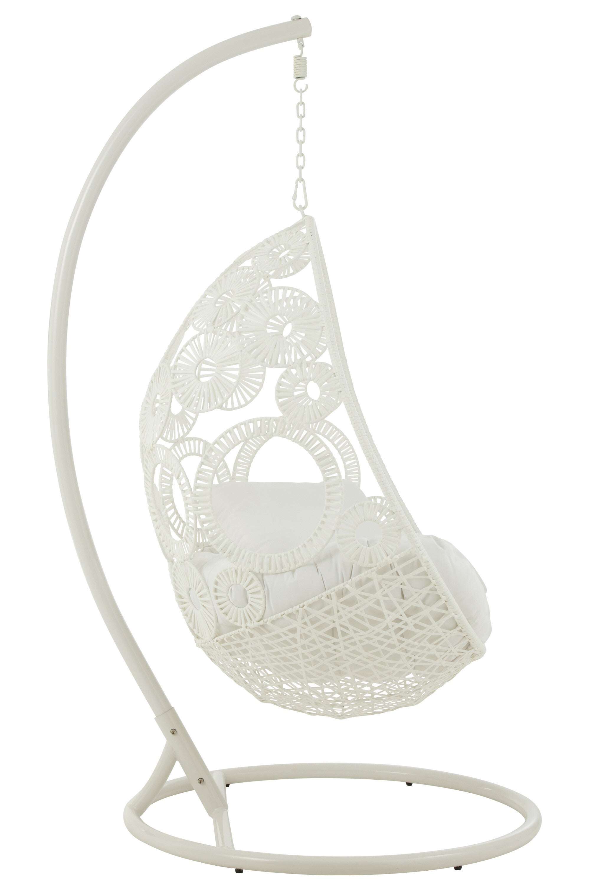 Hangstoel + Kussens Bula Metaal/Riet Wit - J-LINE