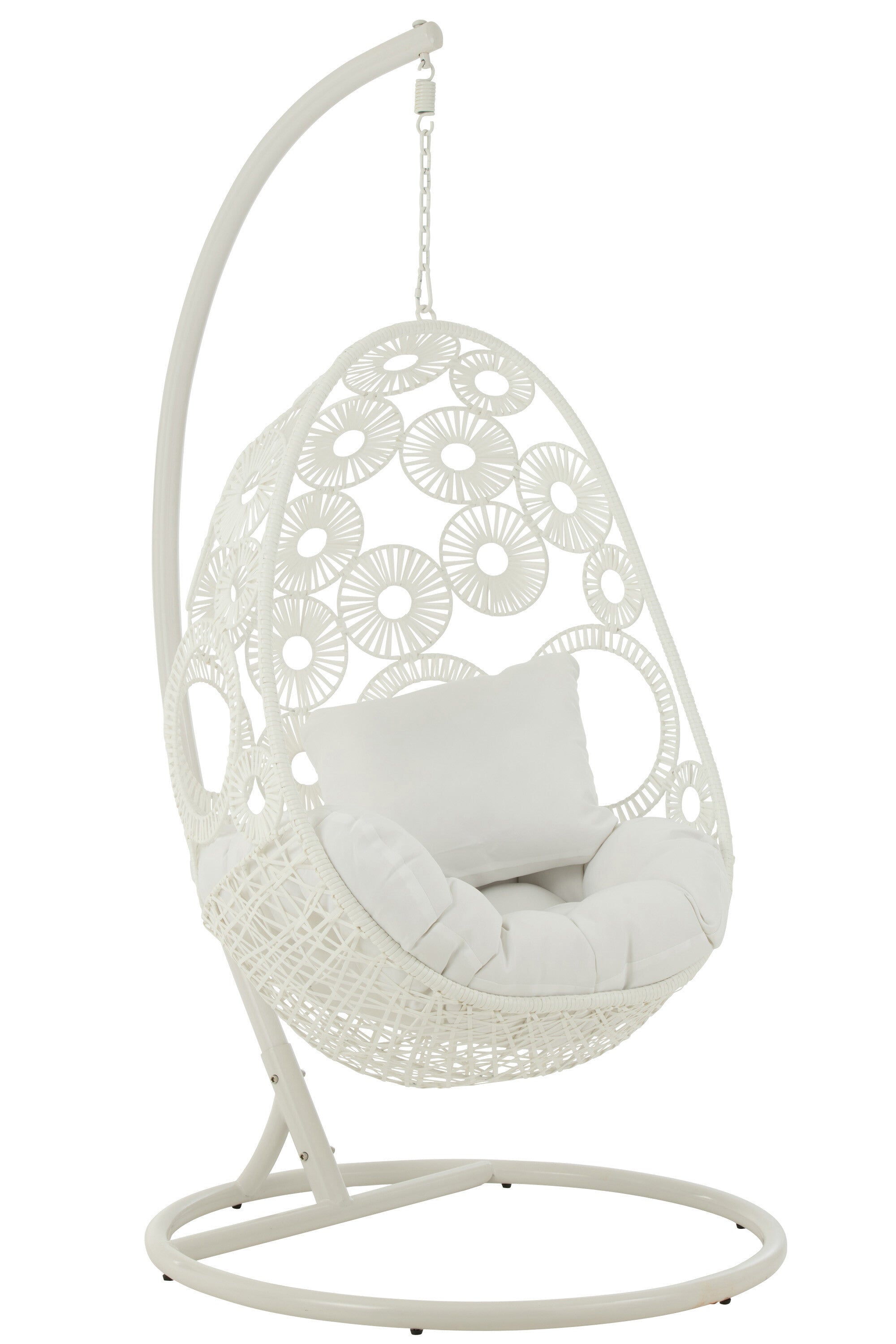 Hangstoel + Kussens Bula Metaal/Riet Wit - J-LINE