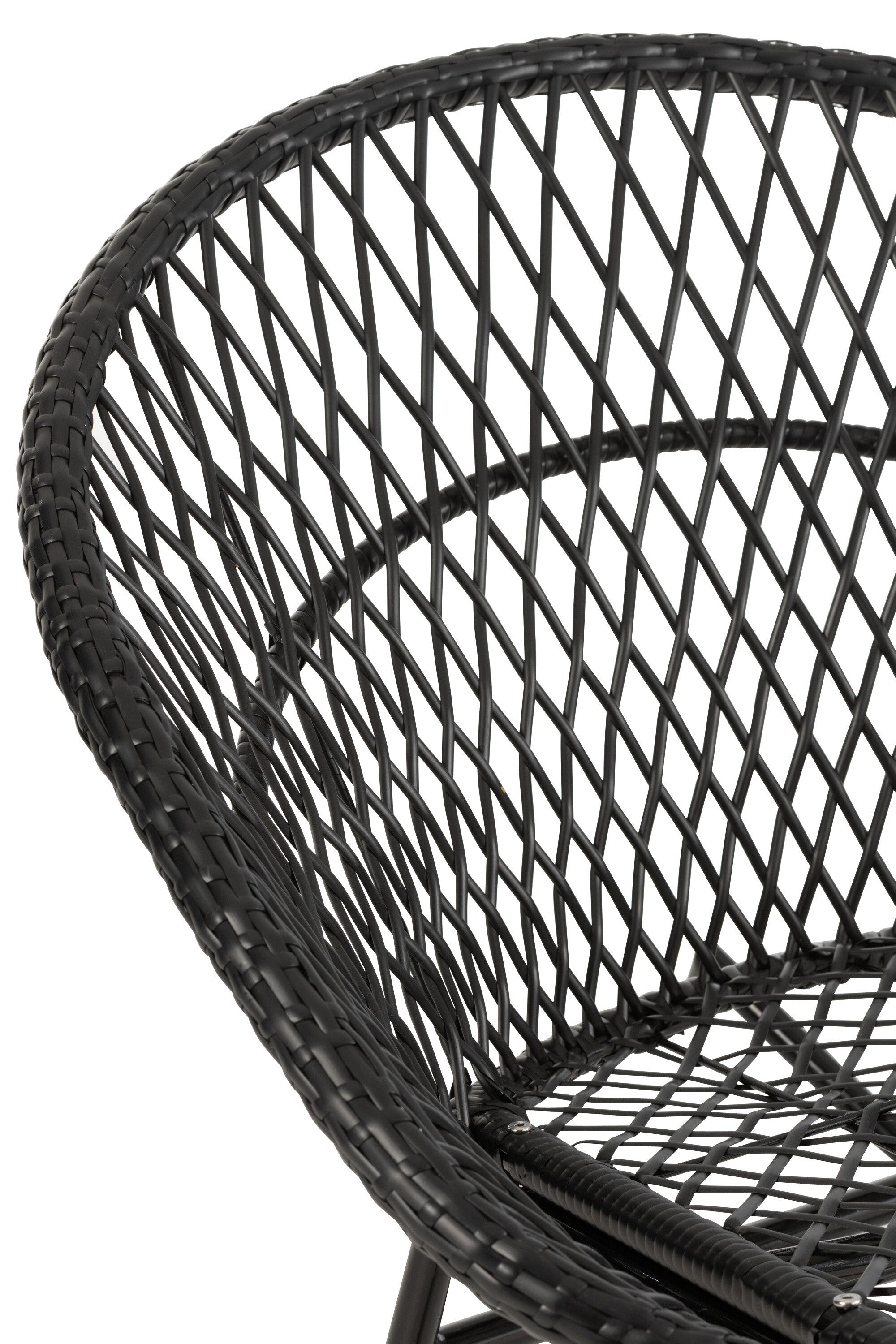 Schommelstoel + kussen Zayo metaal/riet zwart - J-LINE