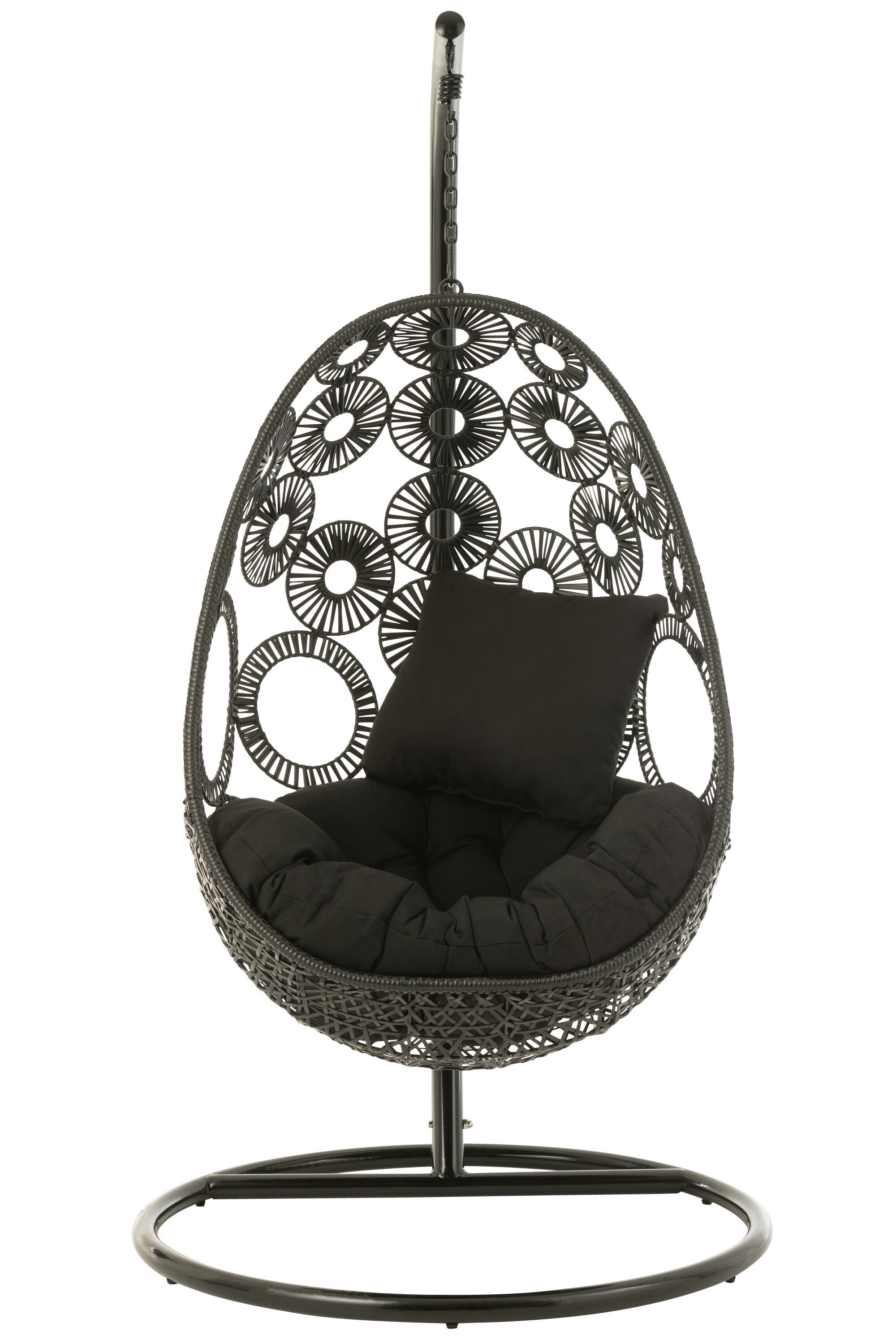 Hangstoel + Kussens Bula Metaal/Riet Zwart - J-LINE