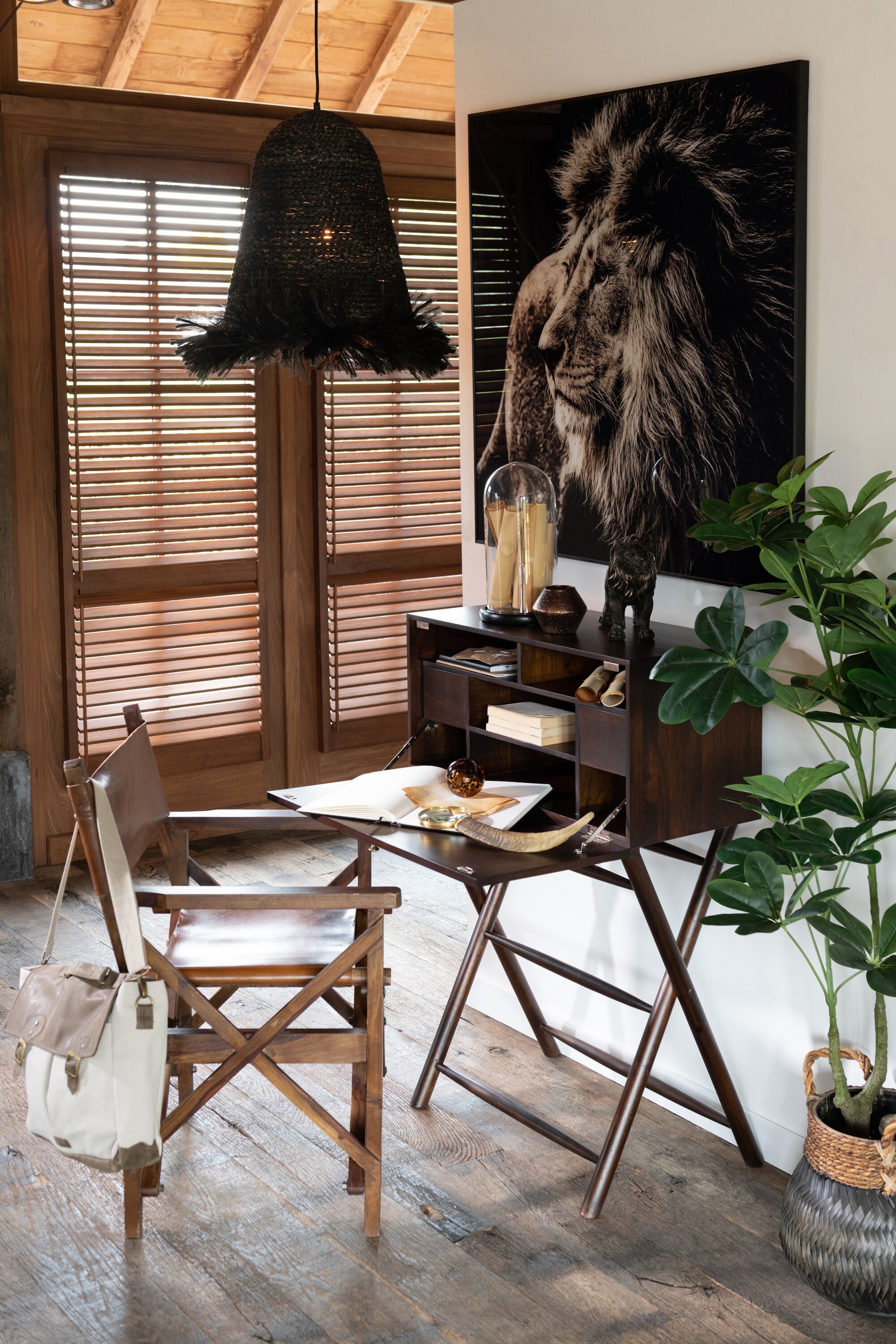 Hanglamp Ozie Bananenvezels Zwart - J-LINE