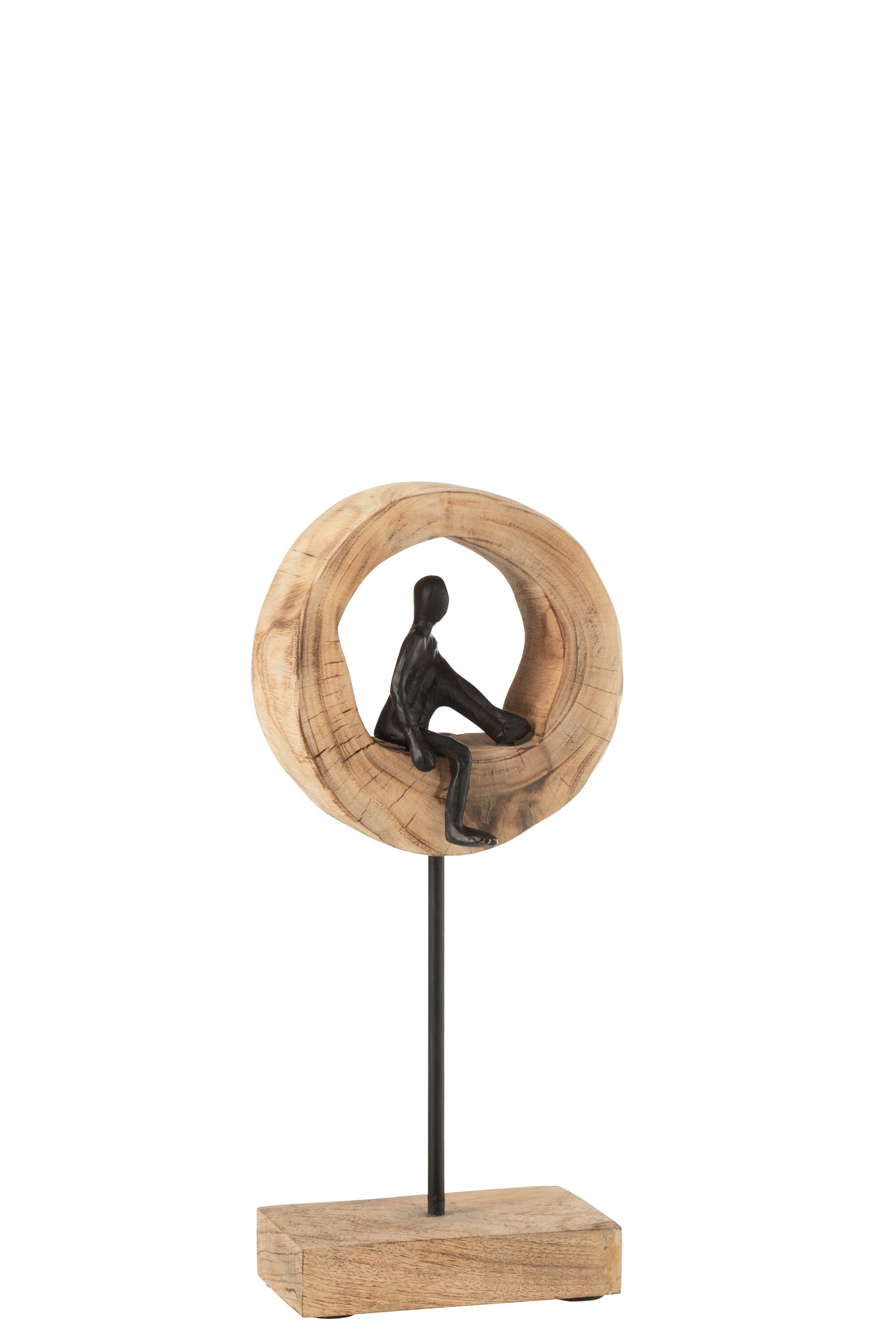 Figuur Ring Laag Mango Hout/Aluminium Zwart - J-LINE