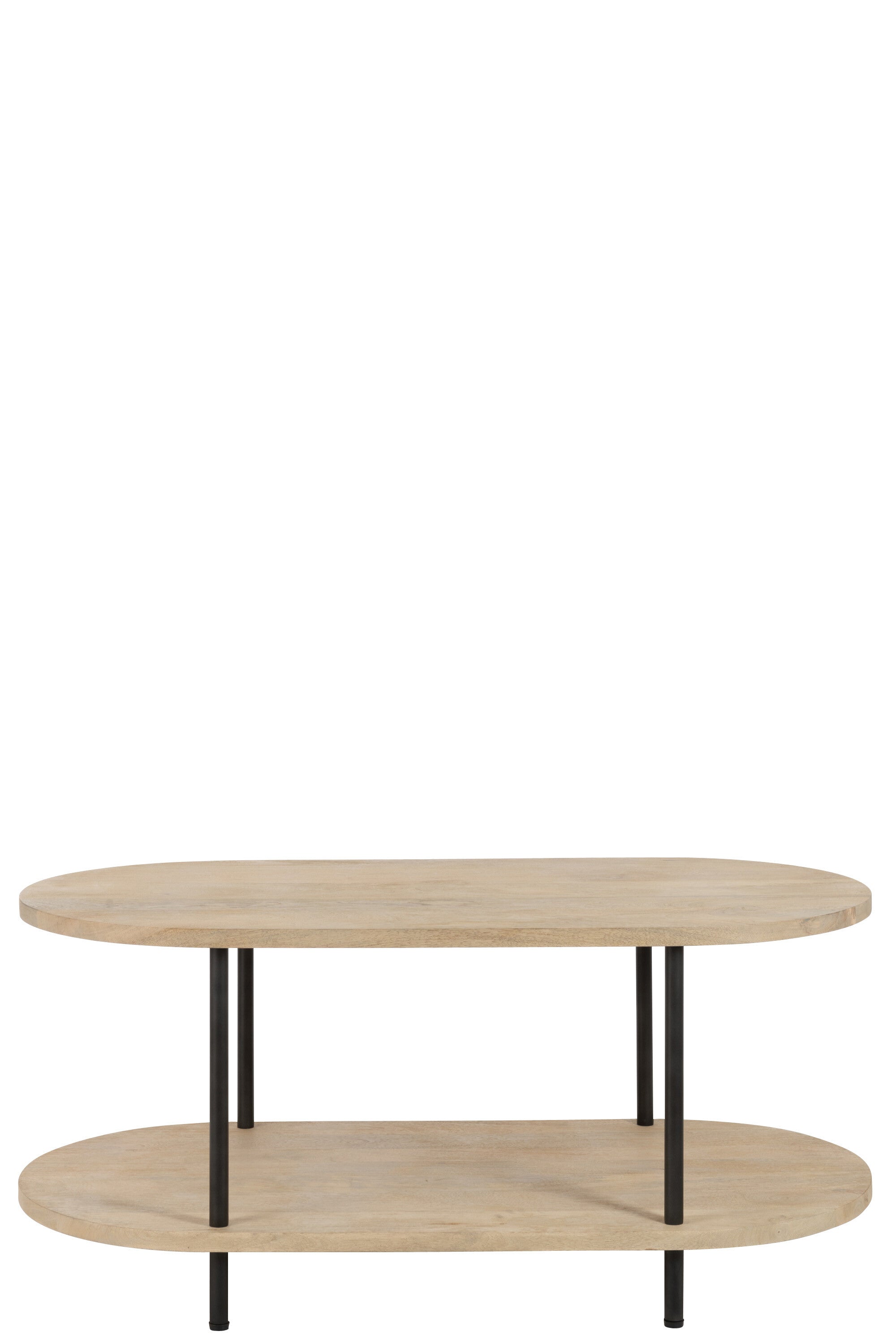 Salontafel Ovaal Eli 2 planken Mangohout/IJzer Natuur/Grijs - J-LINE