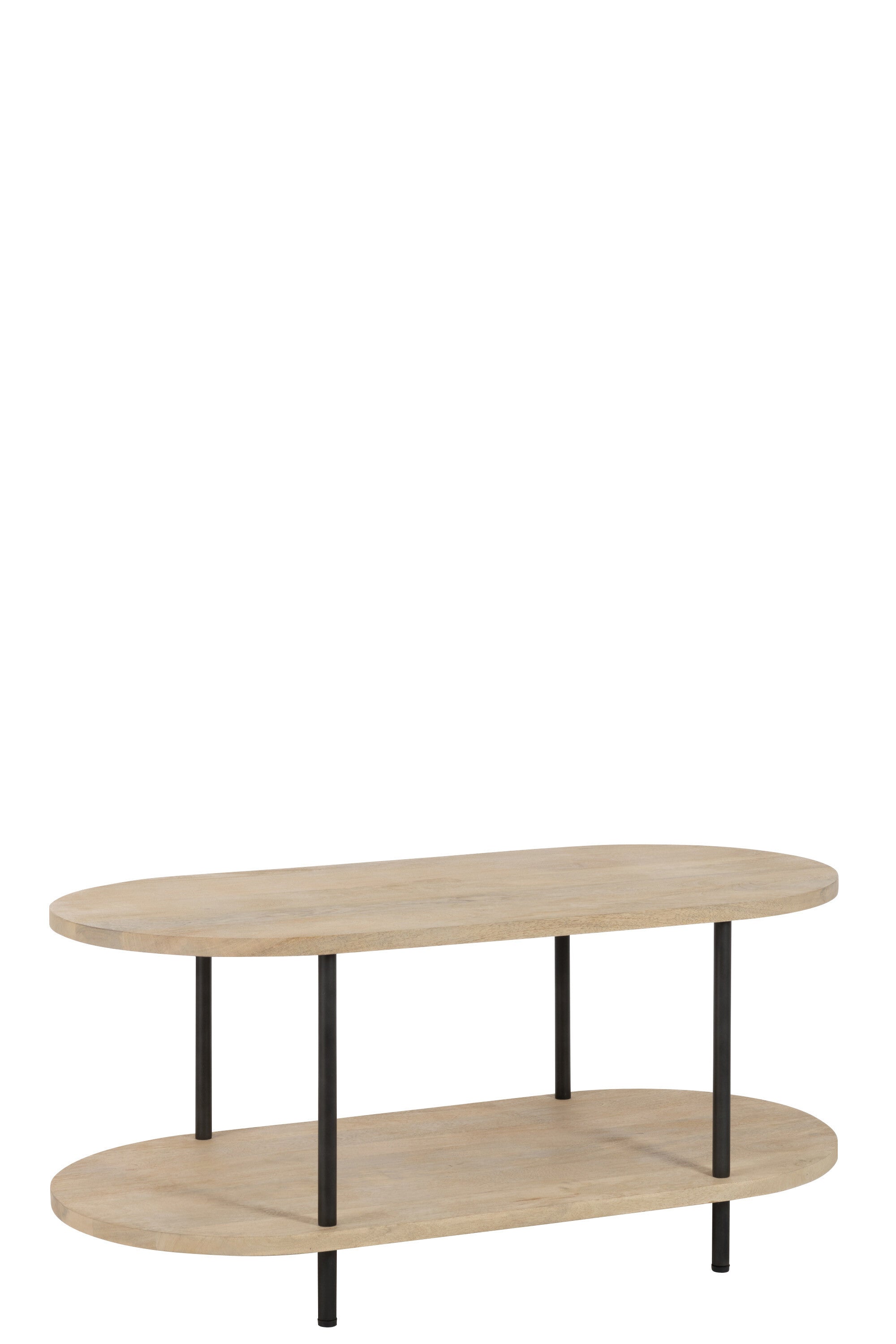 Salontafel Ovaal Eli 2 planken Mangohout/IJzer Natuur/Grijs - J-LINE