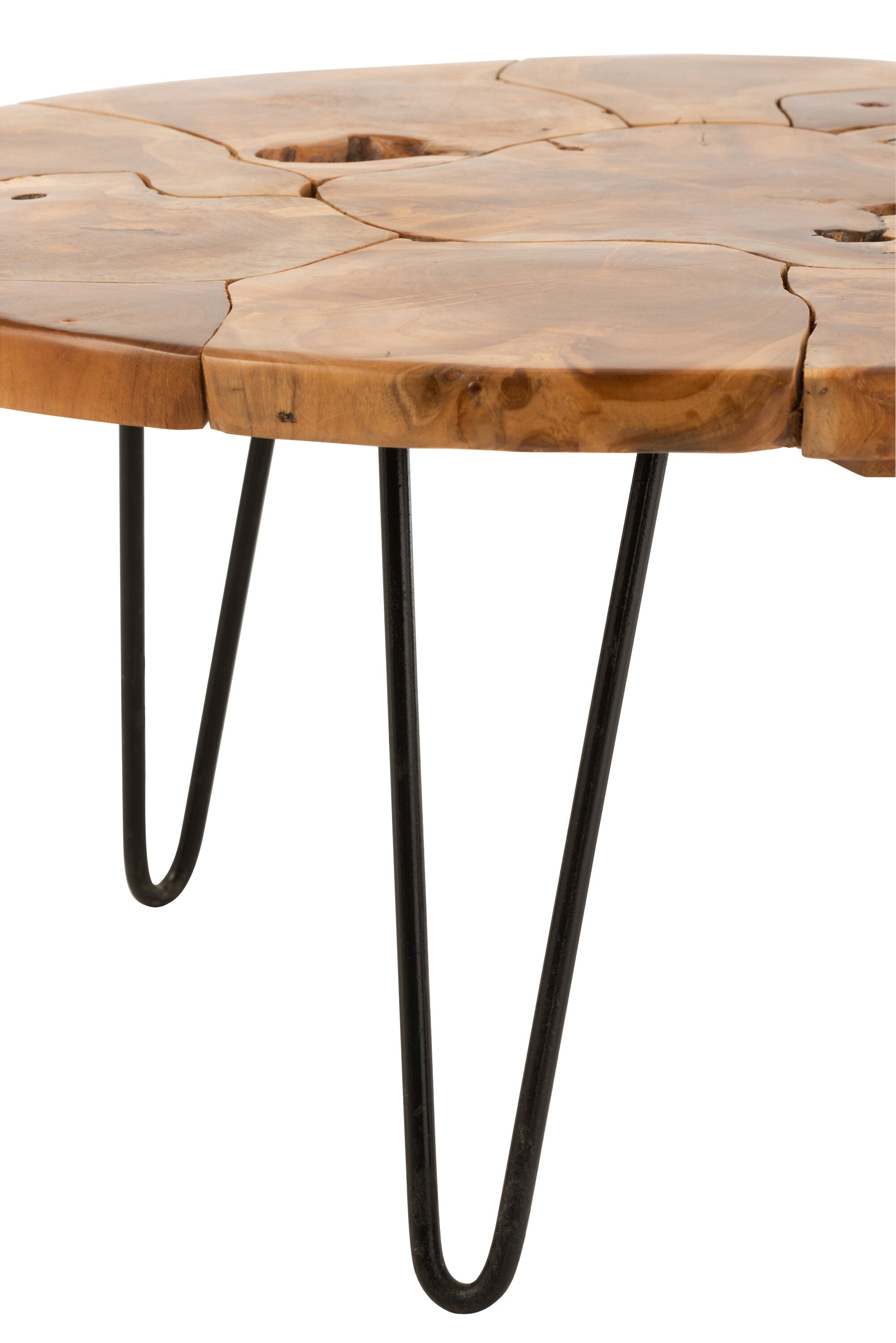 Salontafel Samuel rond teakhout bruin - J-LINE