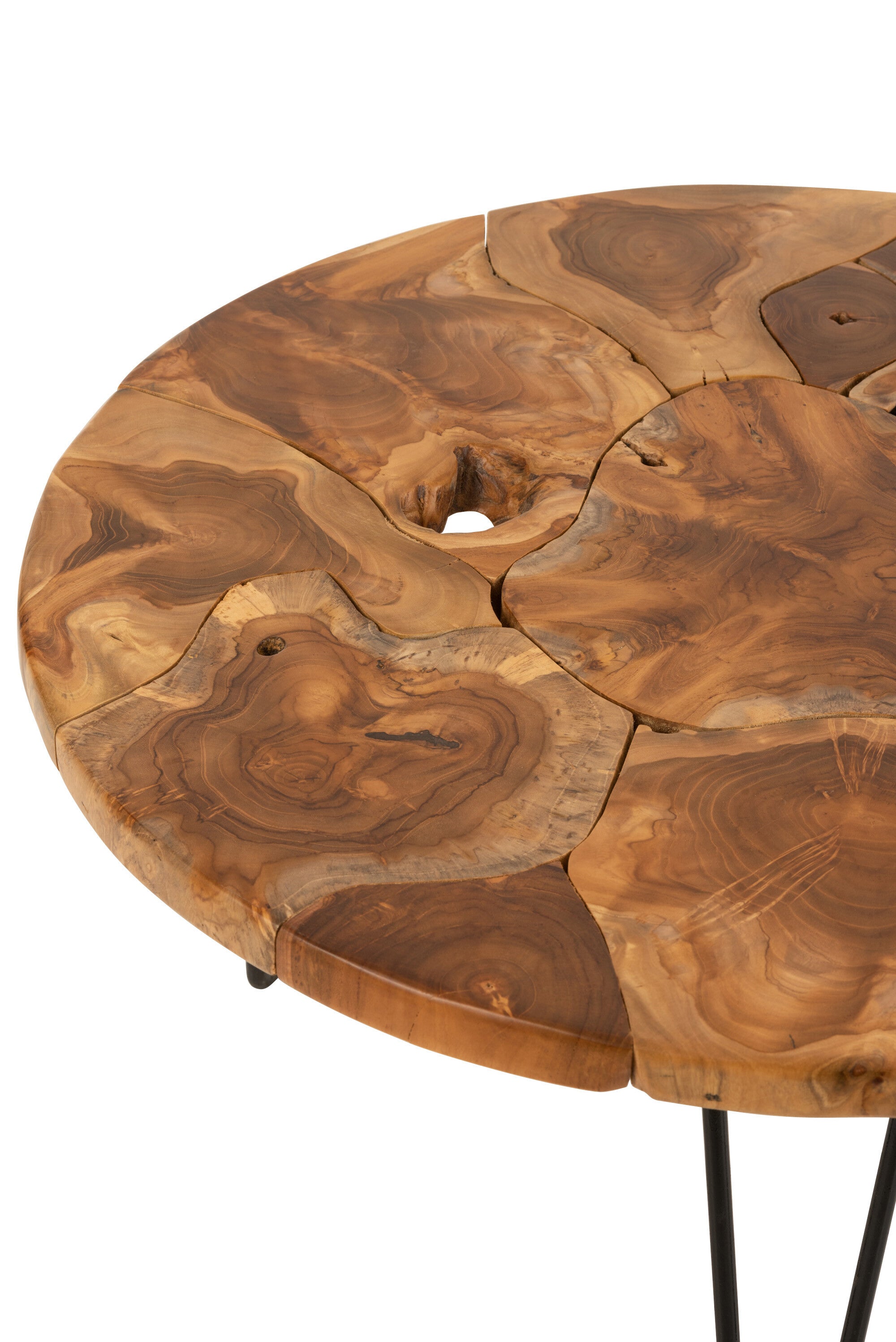Salontafel Samuel rond teakhout bruin - J-LINE