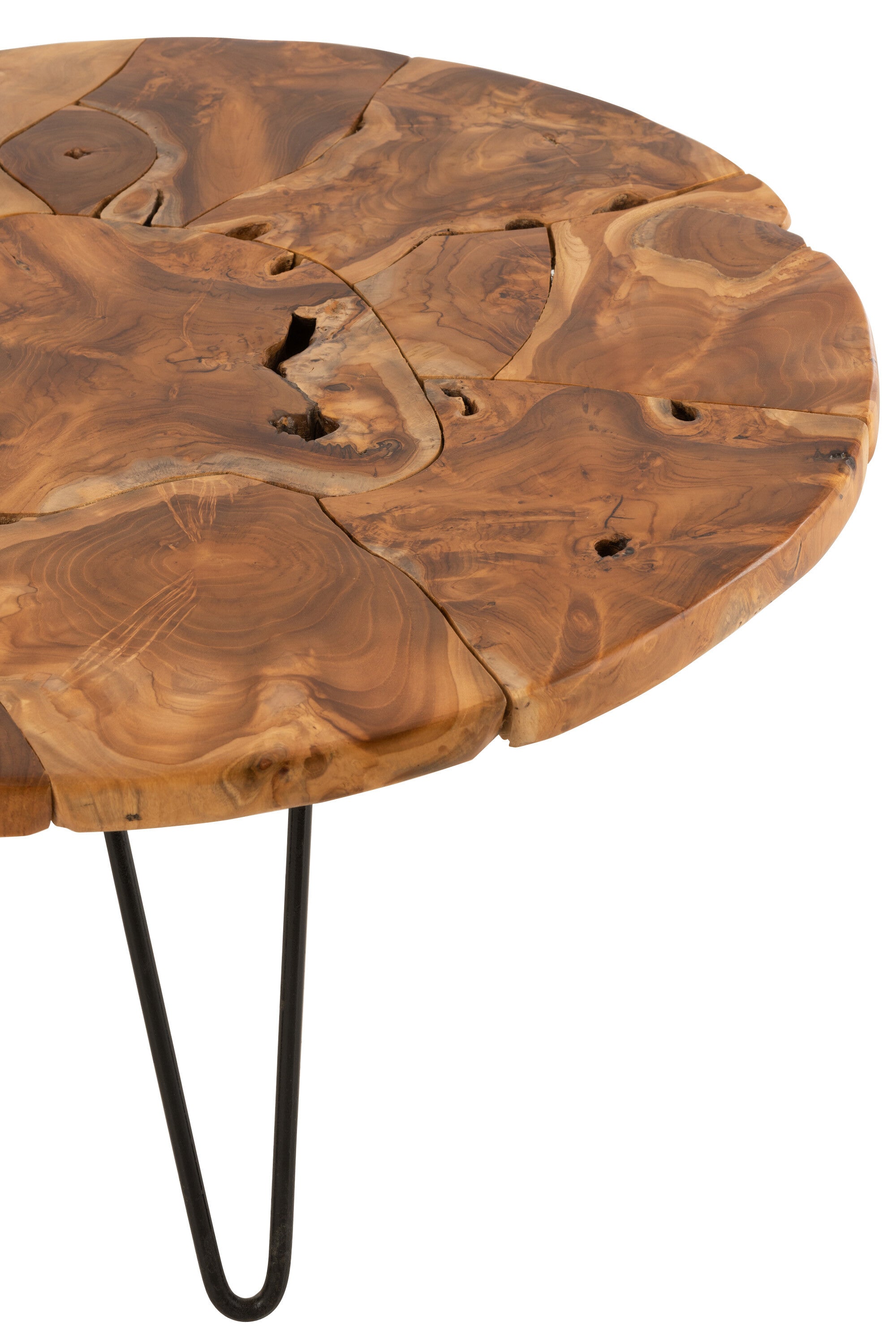 Salontafel Samuel rond teakhout bruin - J-LINE