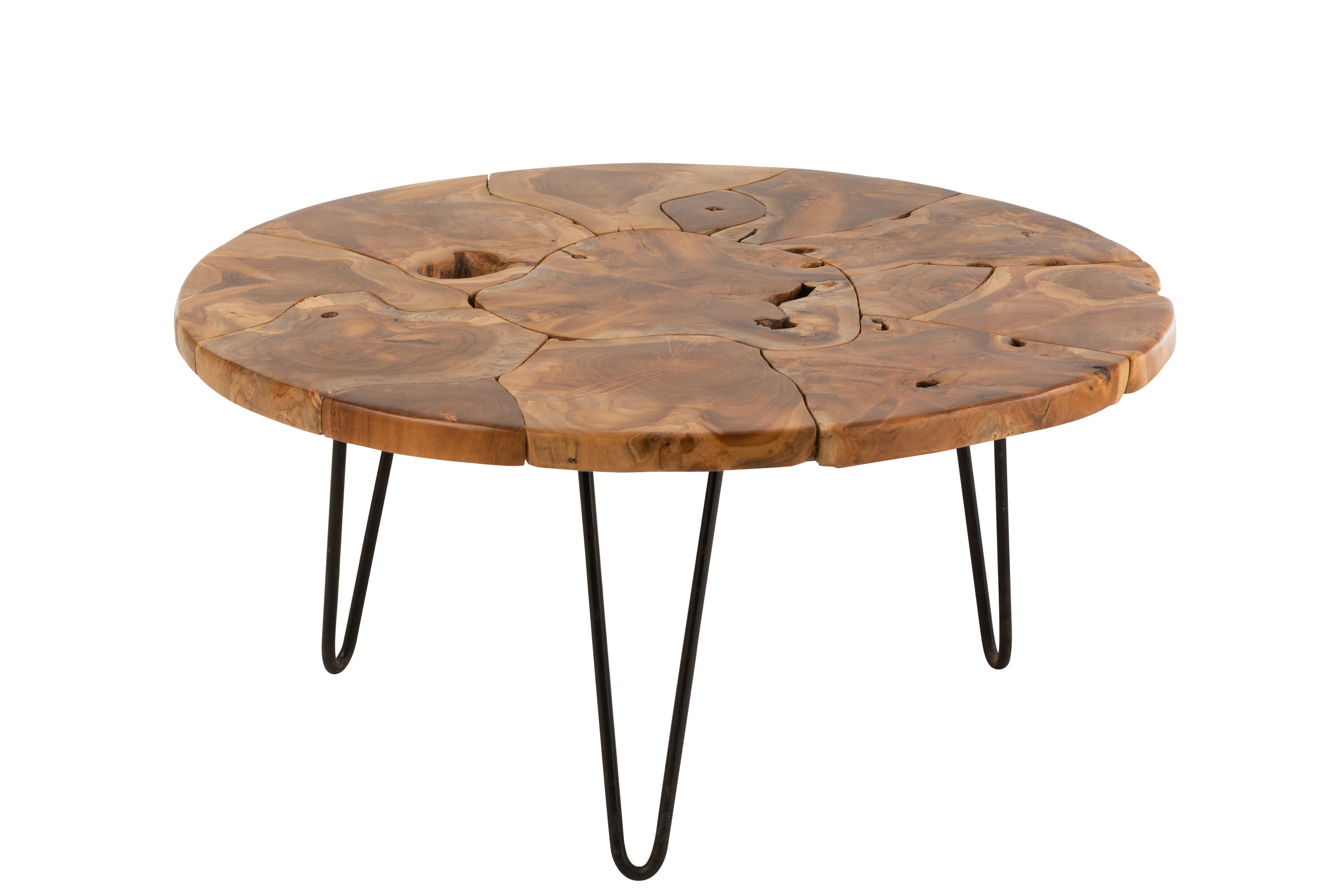 Salontafel Samuel rond teakhout bruin - J-LINE