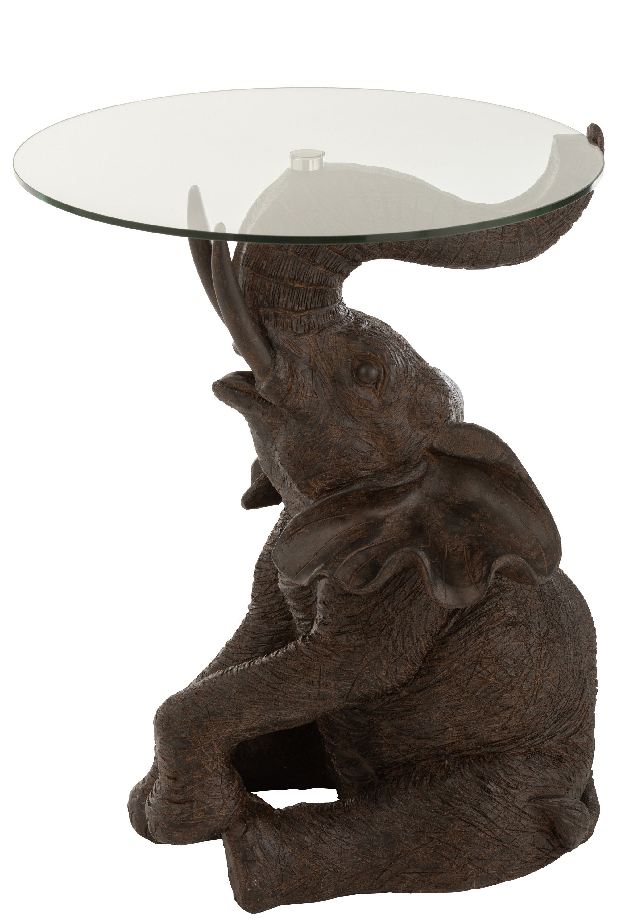 Bijzettafel Olifant glas donkerbruin J-LINE
