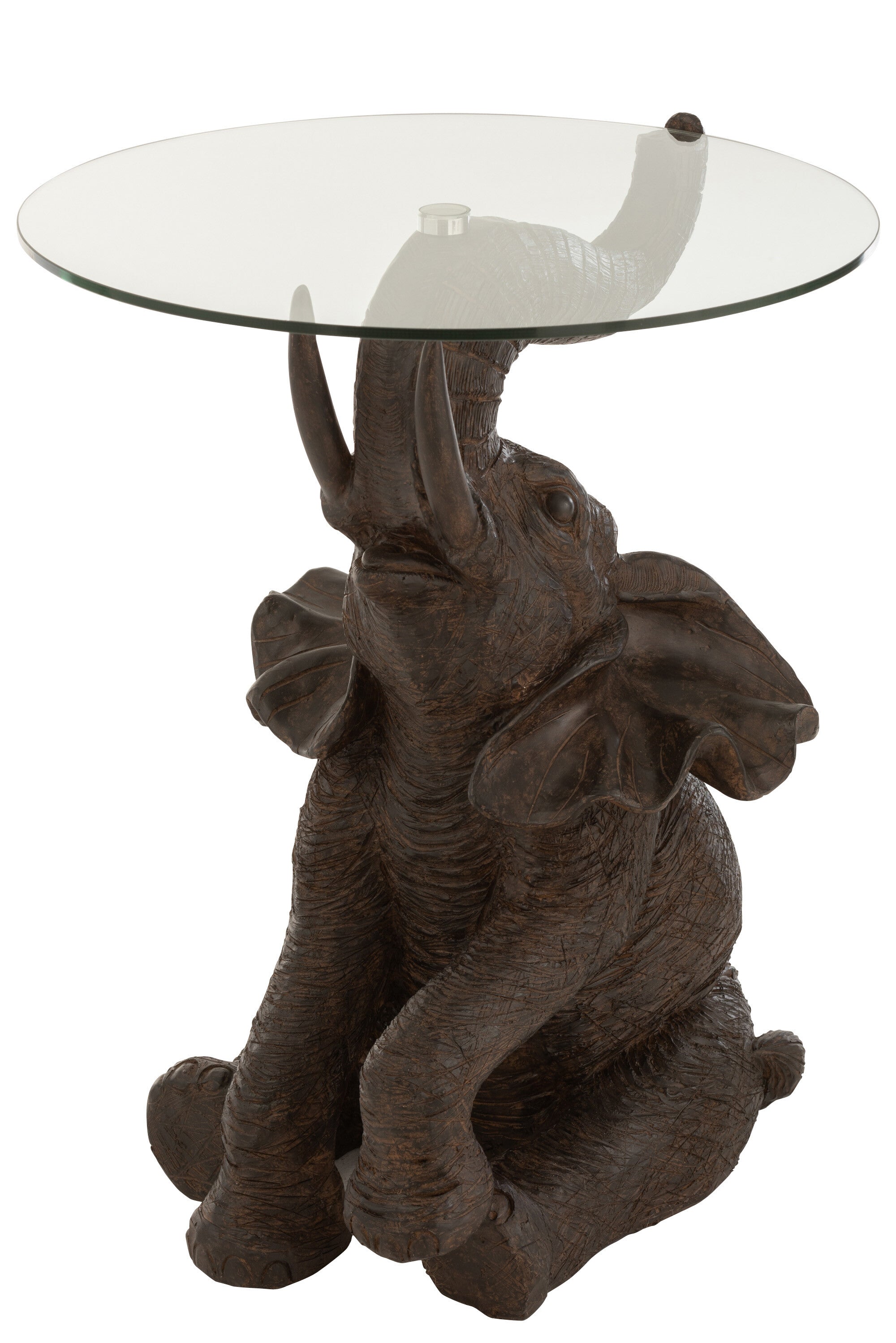 Bijzettafel Olifant glas donkerbruin J-LINE