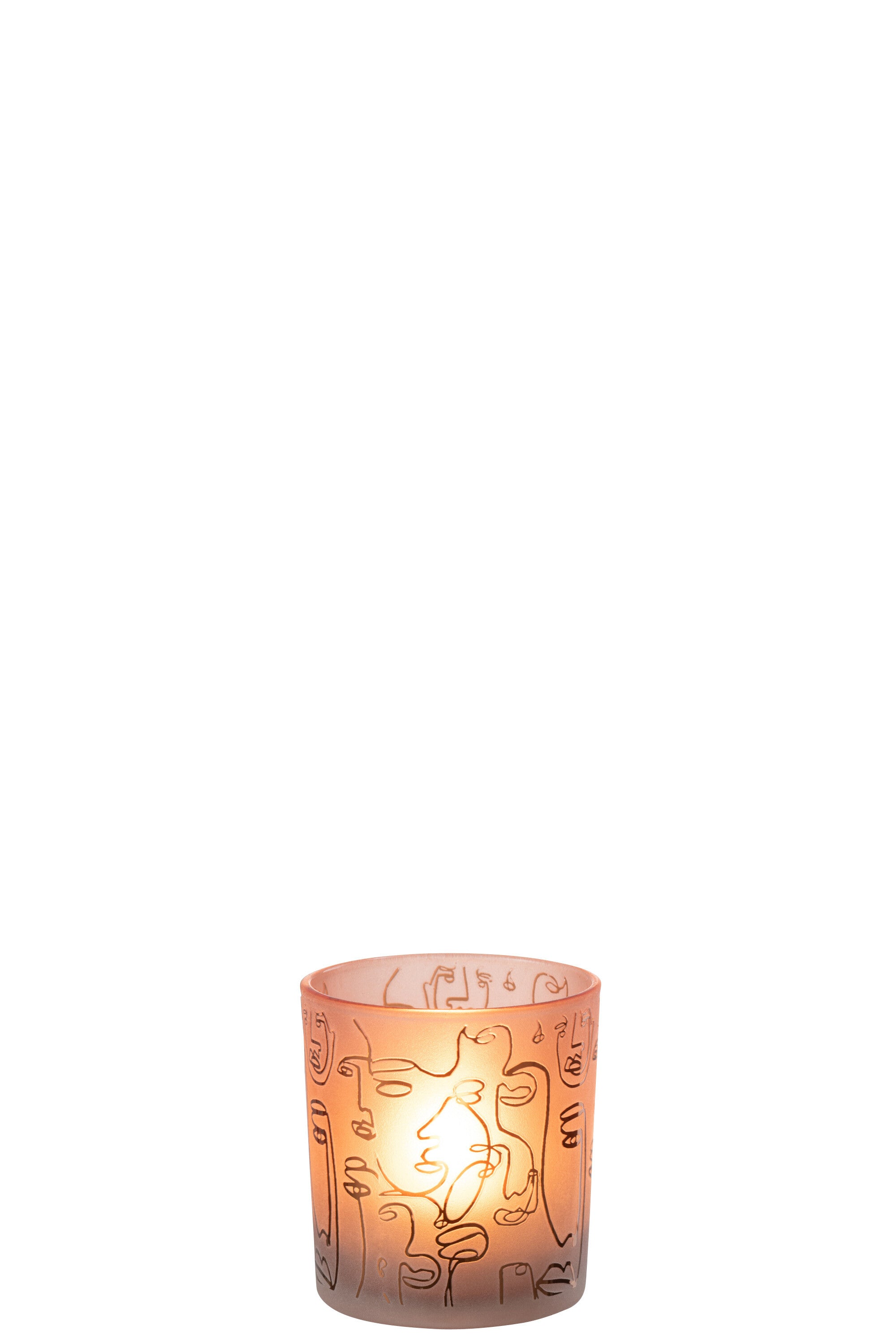 Theelichthouder Happy Glas Terracotta S - J-LINE