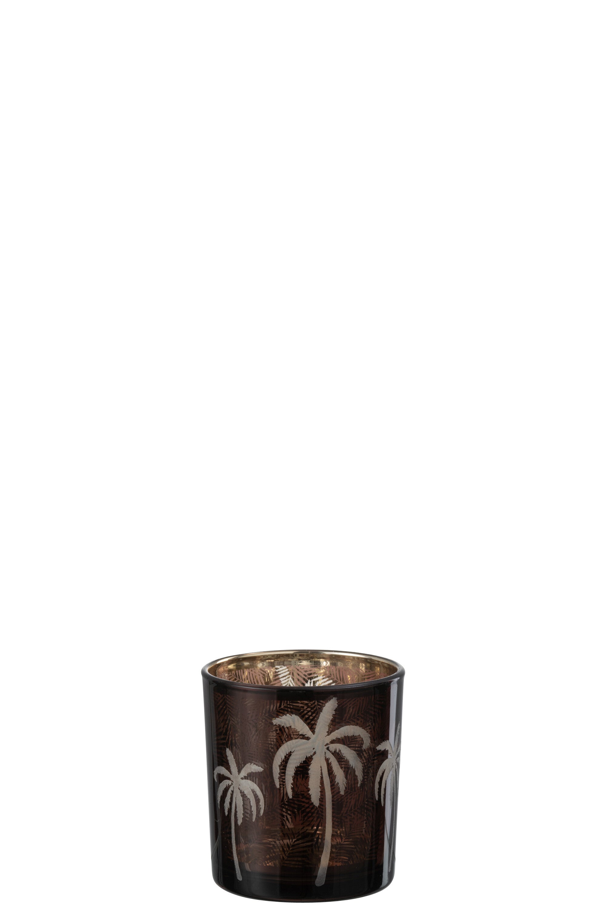Theelichthouder Palmboom Glas Bruin S - J-LINE