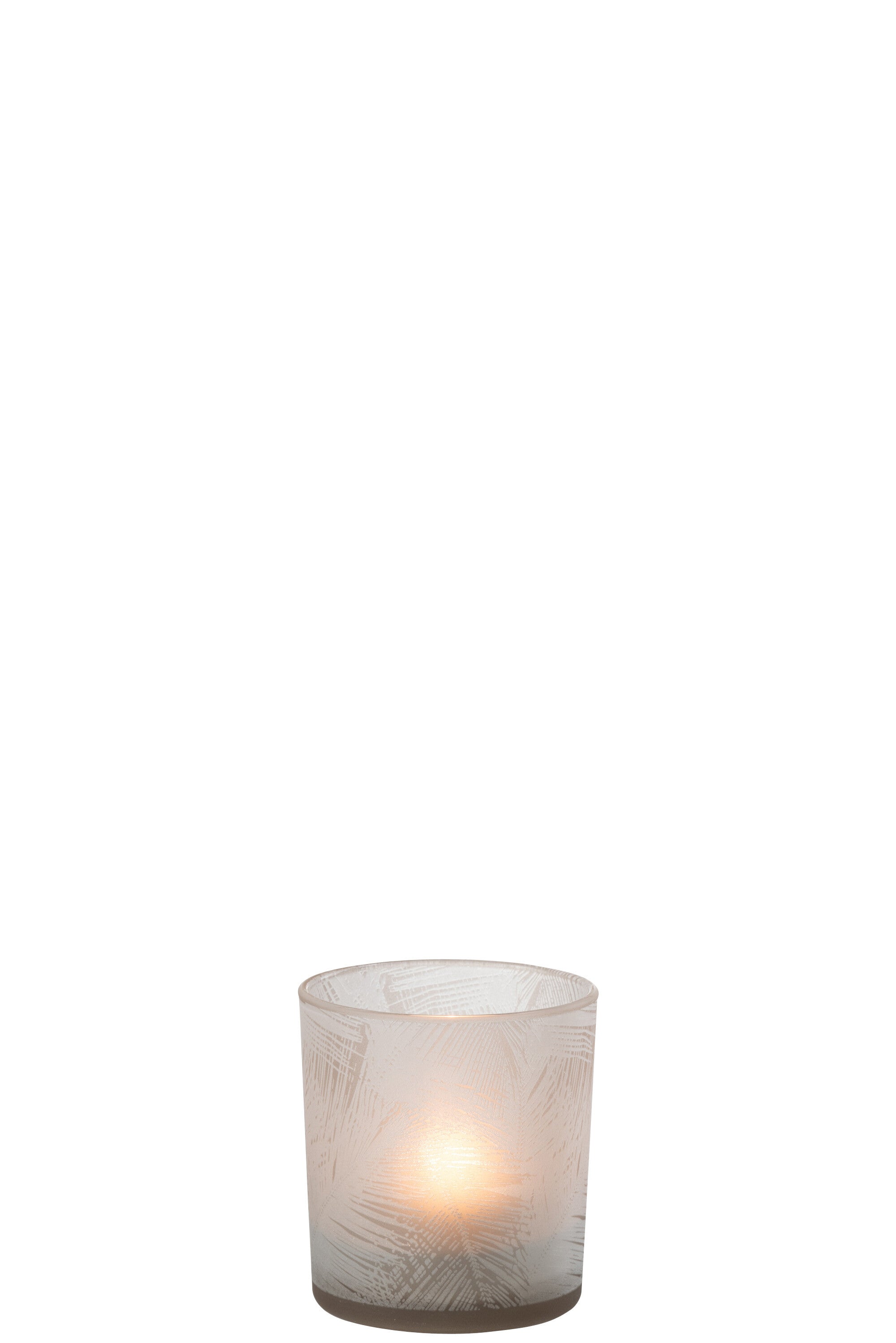 Theelichthouder Bladeren Glas Beige S - J-LINE