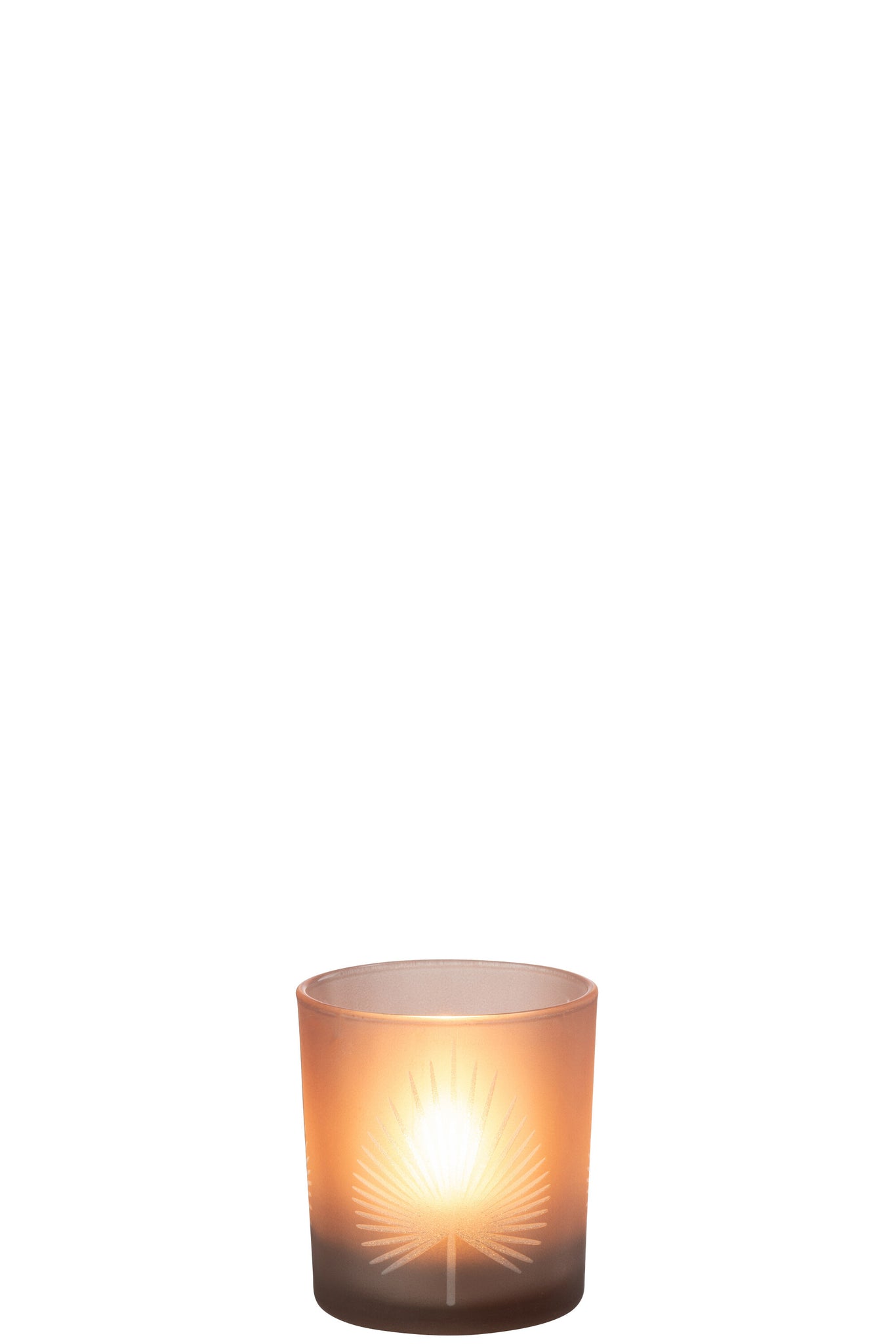 Theelicht Palmblad Glas Beige S - J-LINE