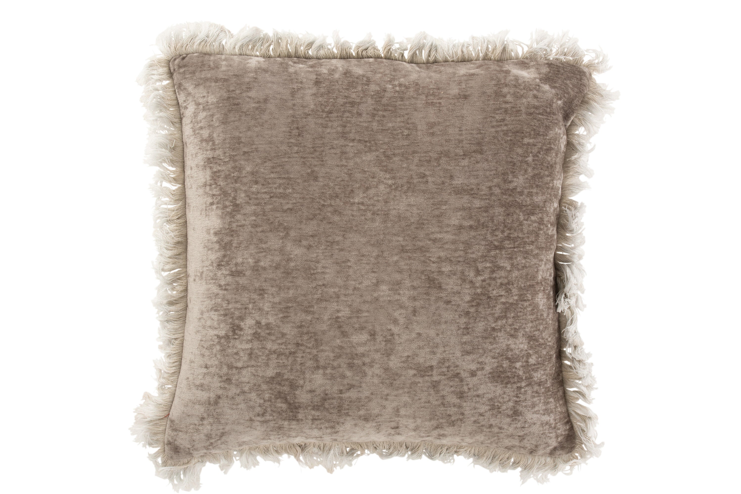 Kussen Franje Polyester Grijs - J-LINE