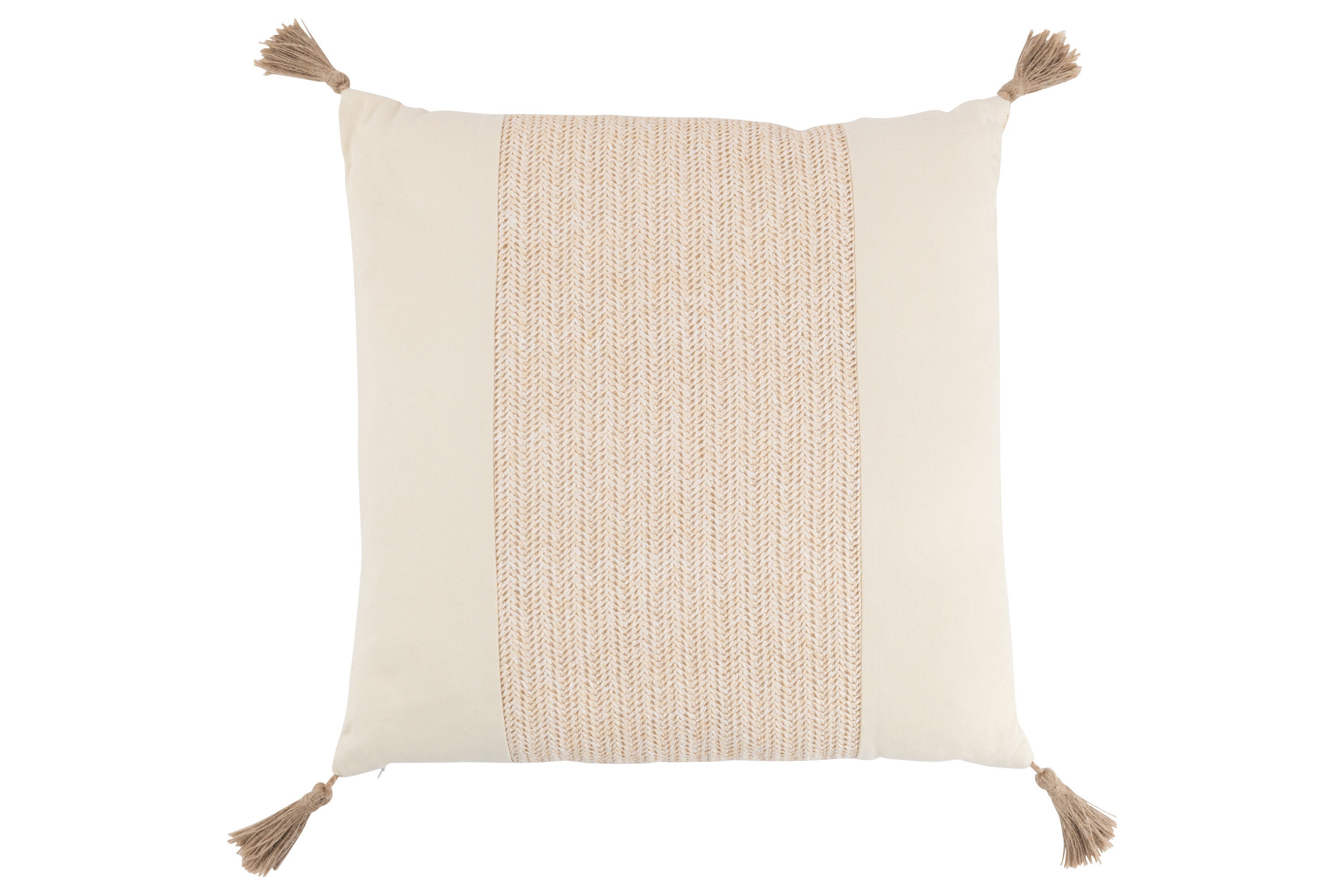 Kussen Geweven Vierkant Polyester Beige - J-LINE
